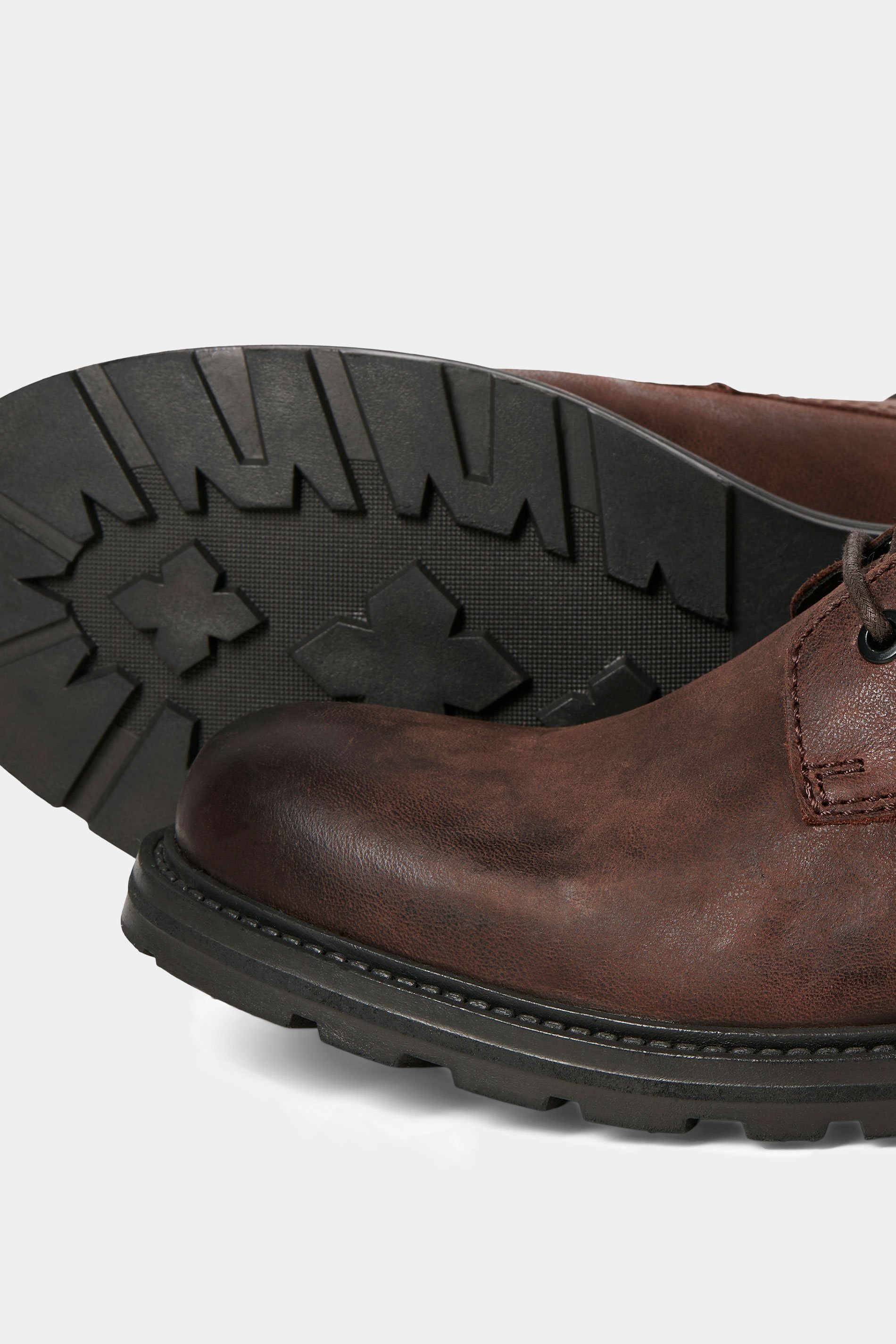 JACK & JONES Big & Tall Brown Leather Cranfield Boots | BadRhino 3