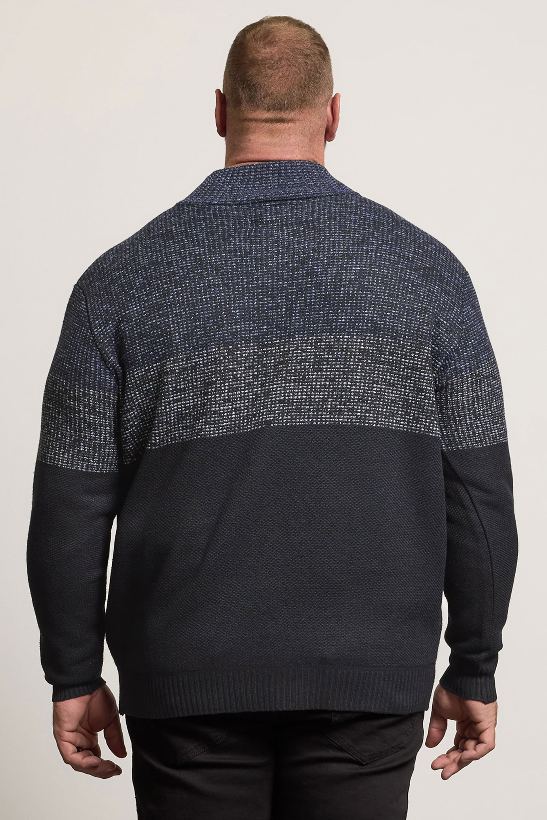 BadRhino Big & Tall Navy Blue Colour Block Quarter Zip Jumper | BadRhino 3