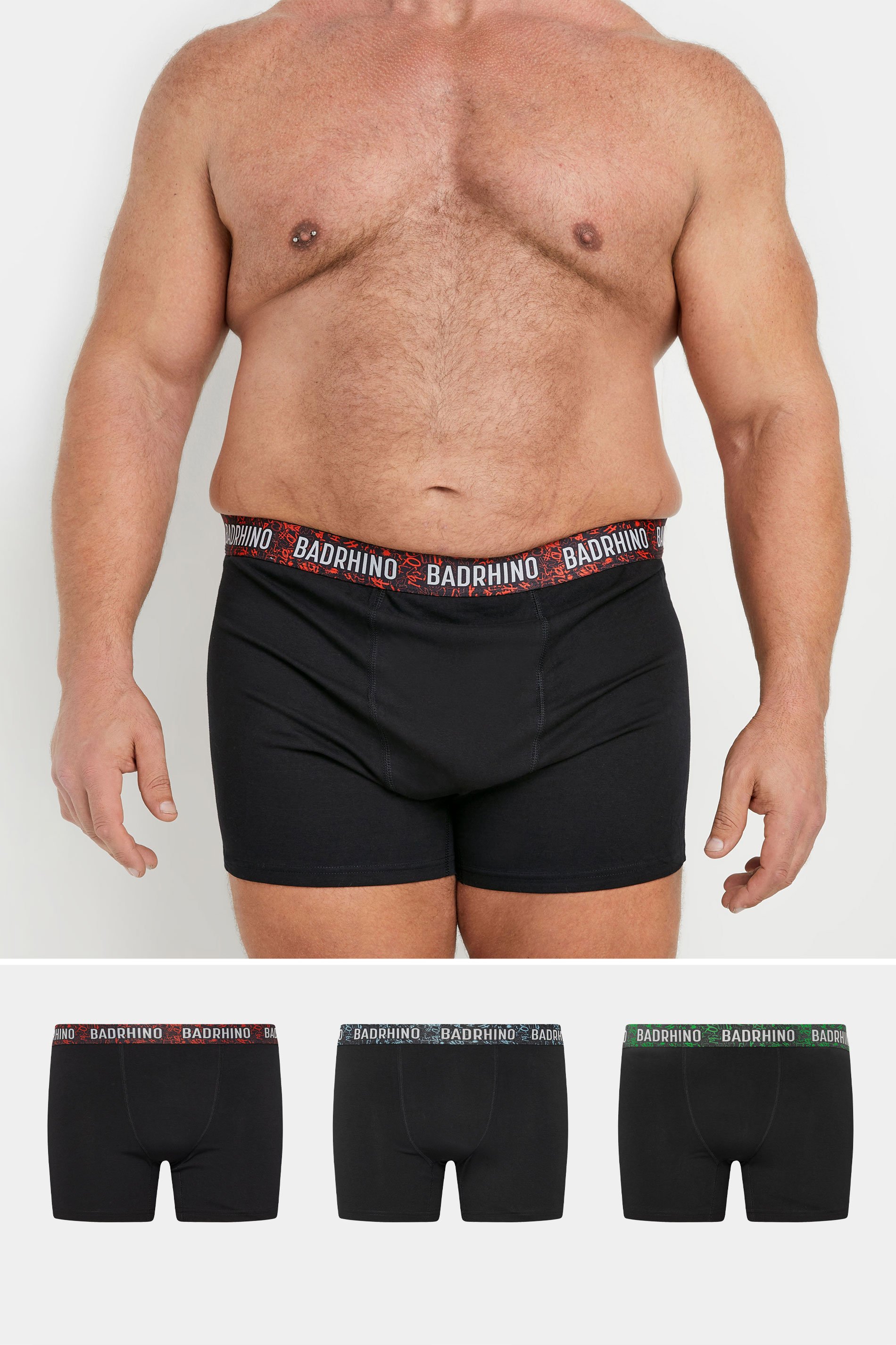 BadRhino Big & Tall 3 PACK Black Graffiti Design Boxers | BadRhino 1