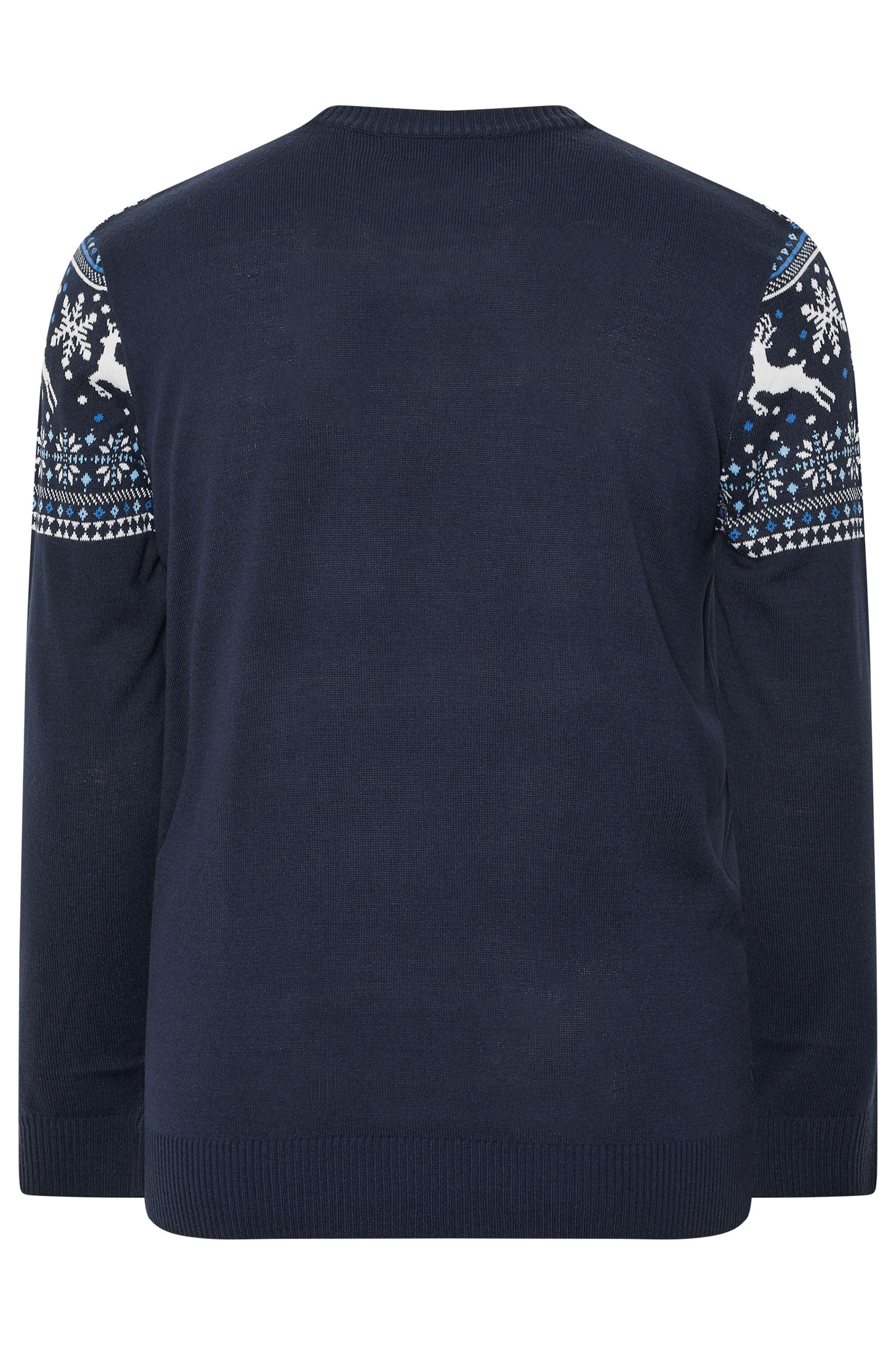 BadRhino Big & Tall Navy Blue Crew Neck Fairisle Knitted Jumper | BadRhino 7