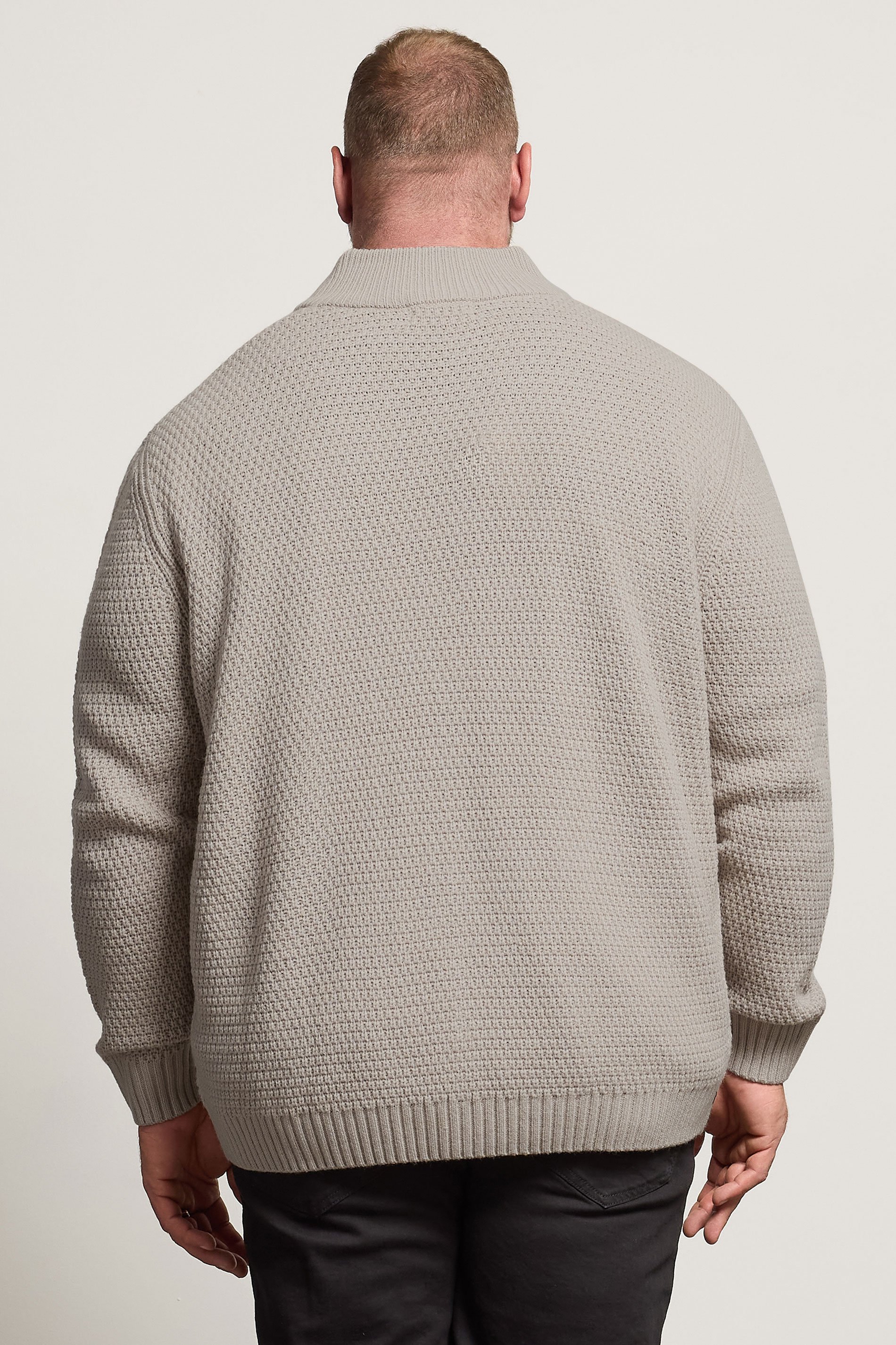 BadRhino Big & Tall Natural Brown Wool Zip Through Jumper | BadRhino 3