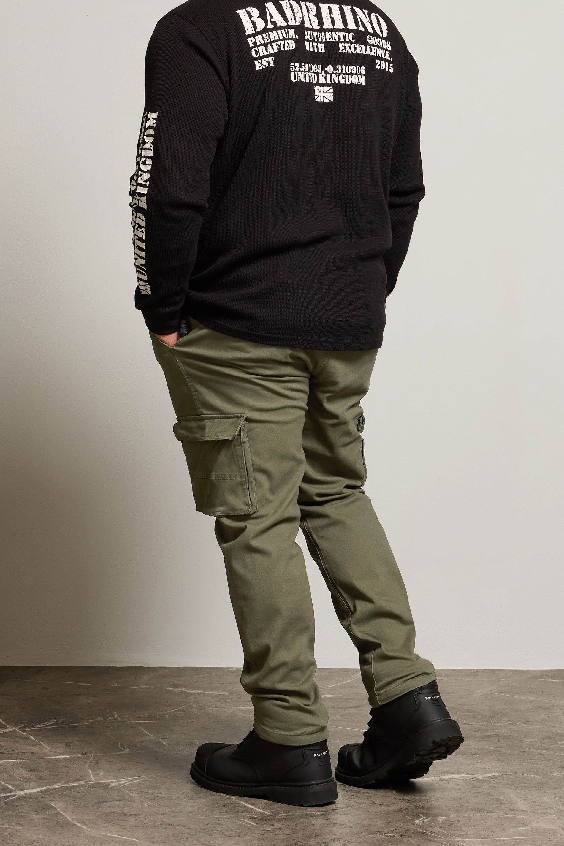 BadRhino Khaki Green Stretch Cargo Trousers | BadRhino 3