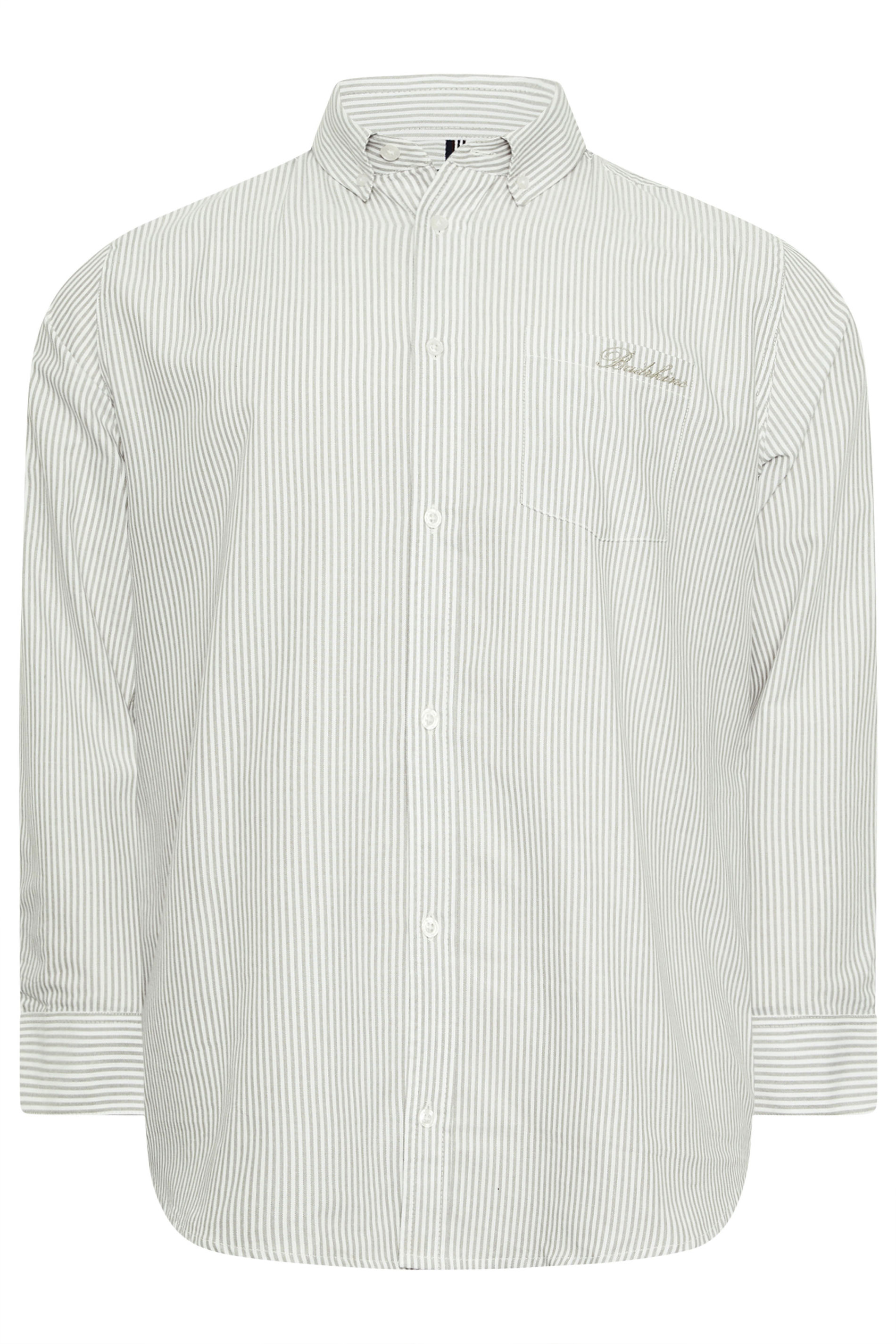 BadRhino Big & Tall Green Stripe Long Sleeve Oxford Shirt | BadRhino 2