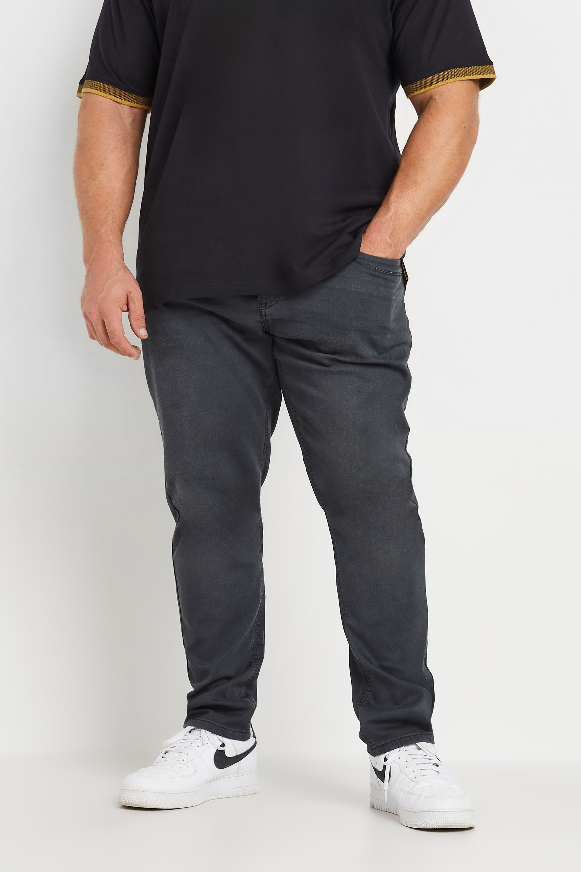 KAM Big & Tall Charcoal Grey Soft Stretch Denim Jeans | BadRhino 1