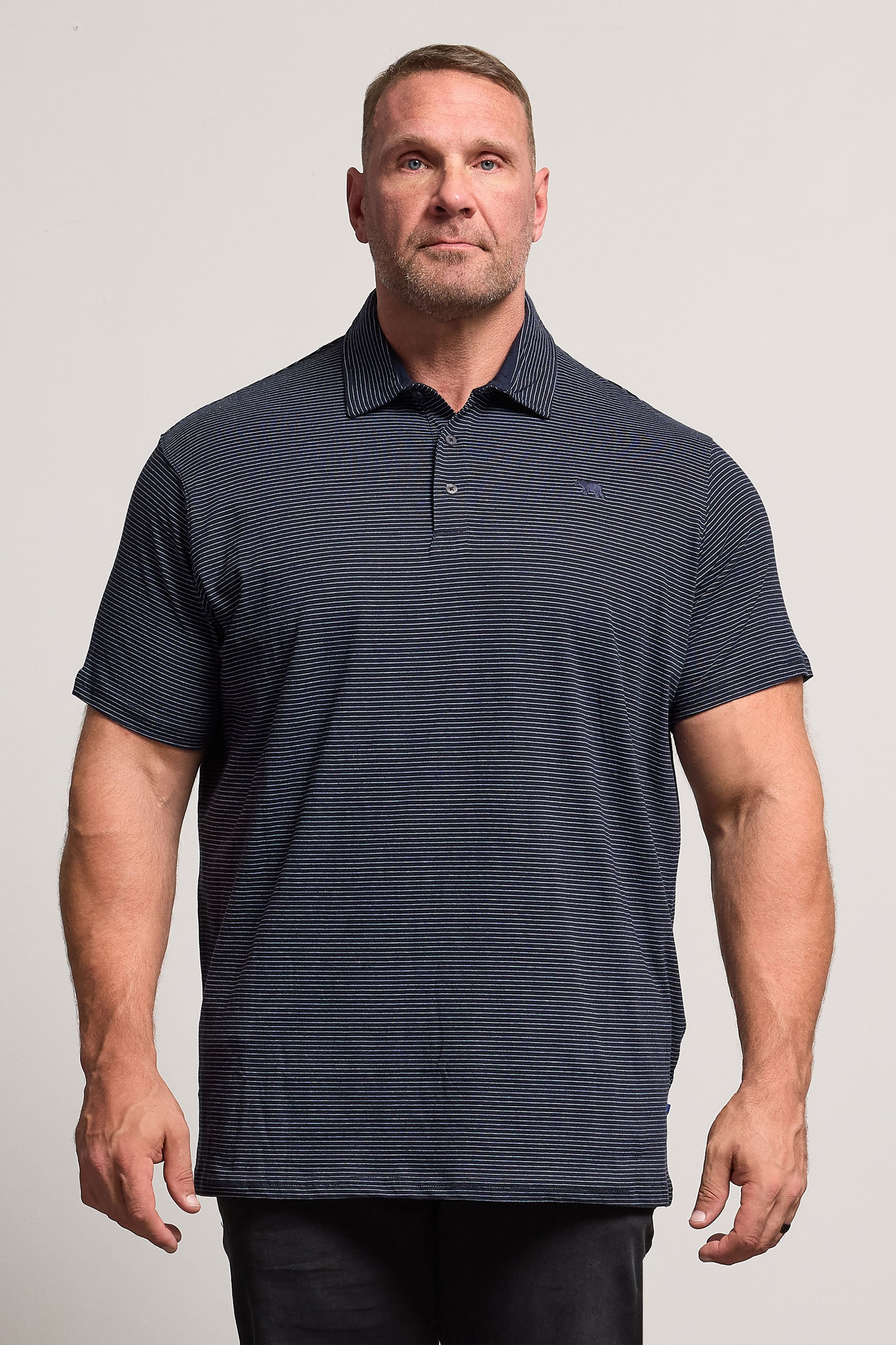D555 Big & Tall Navy Blue Embroidered Jersey Polo Shirt | BadRhino 1