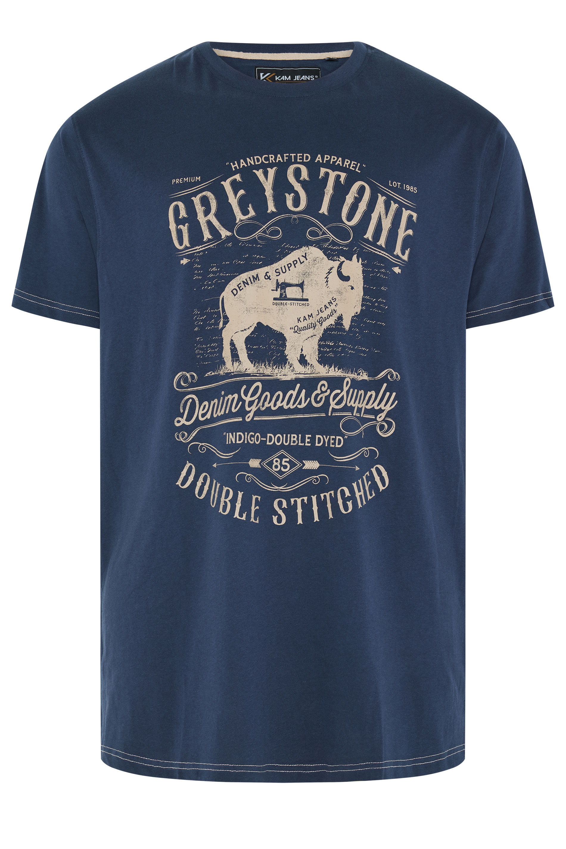 KAM Big & Tall Navy Blue 'Greystone' Graphic Print T-Shirt | BadRhino 1