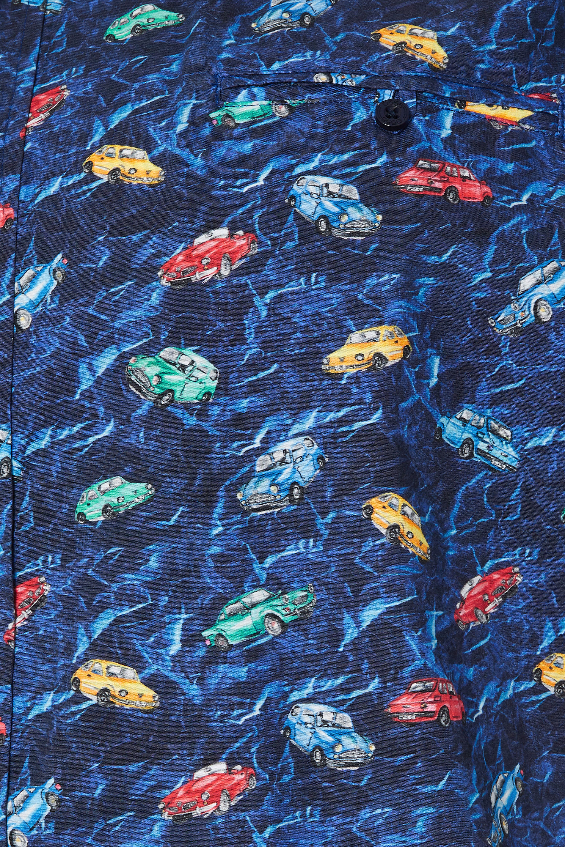 D555 Big & Tall Navy Blue Vintage Car Print Shirt | BadRhino 2