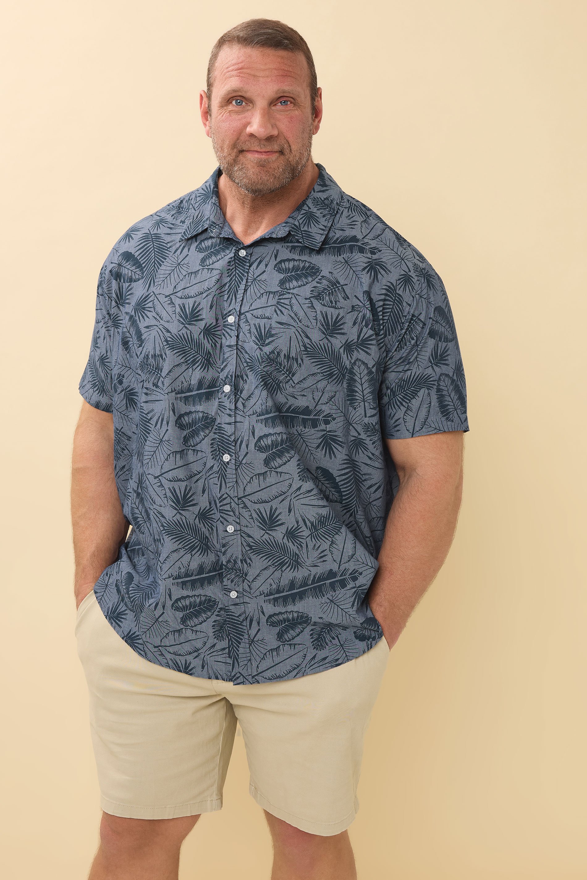 BadRhino Big & Tall Blue Chambray Leaf Shirt | BadRhino 2