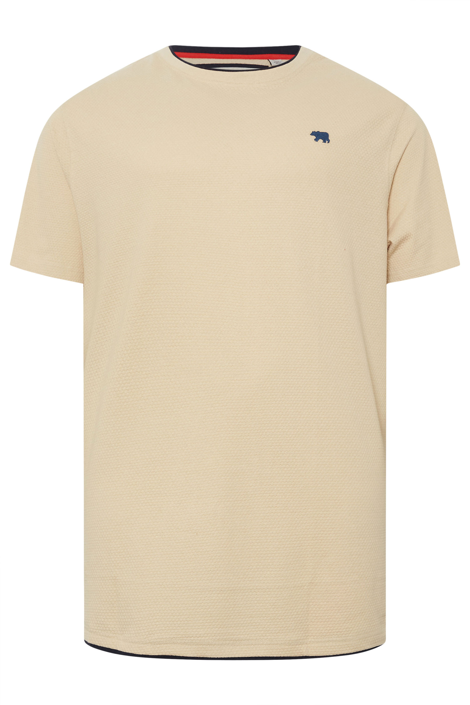 D555 Big & Tall Cream Waffle Textured T-Shirt | BadRhino 4