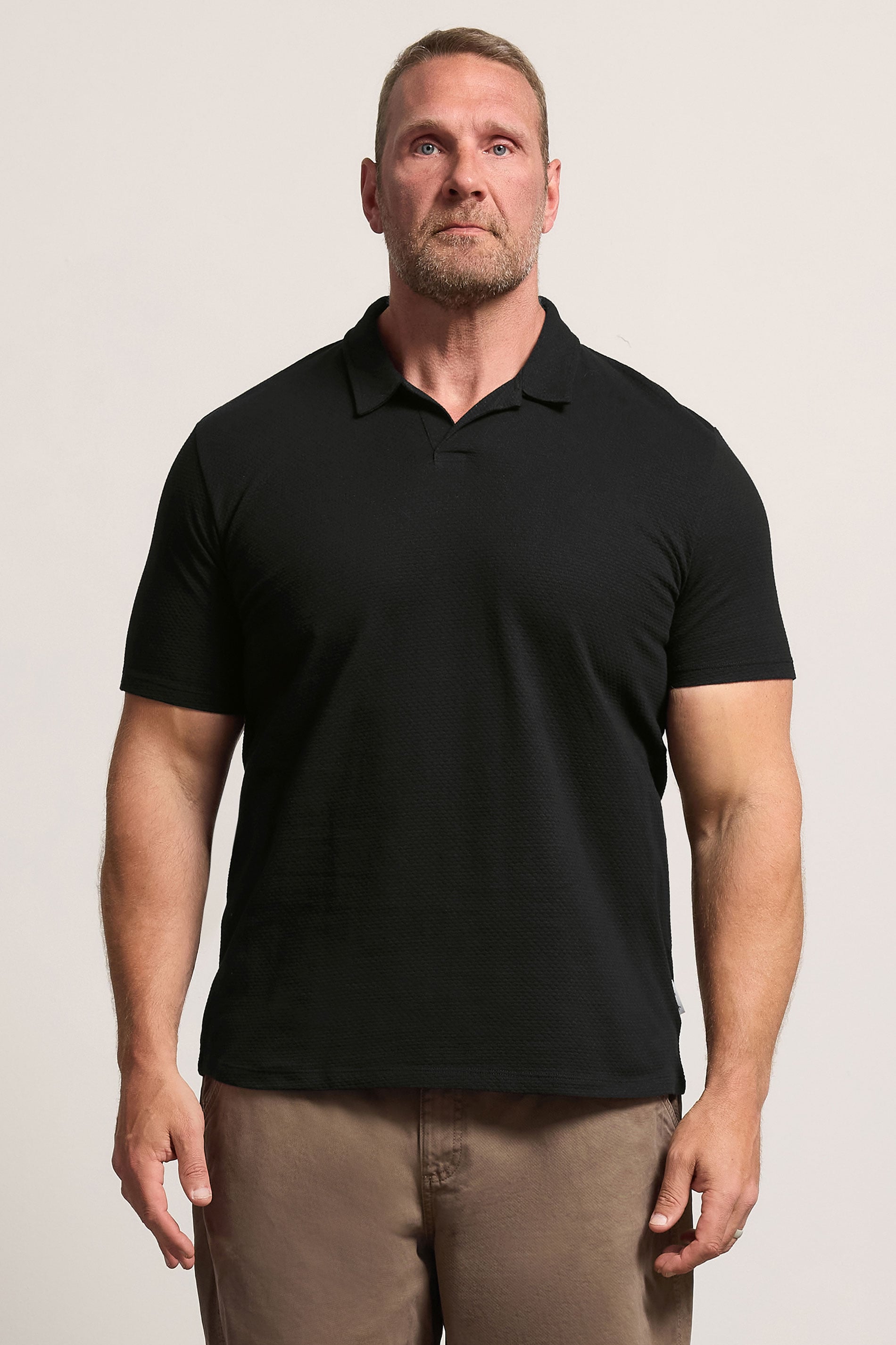 JACK & JONES Big & Tall Black Plain Polo Shirt | BadRhino 3