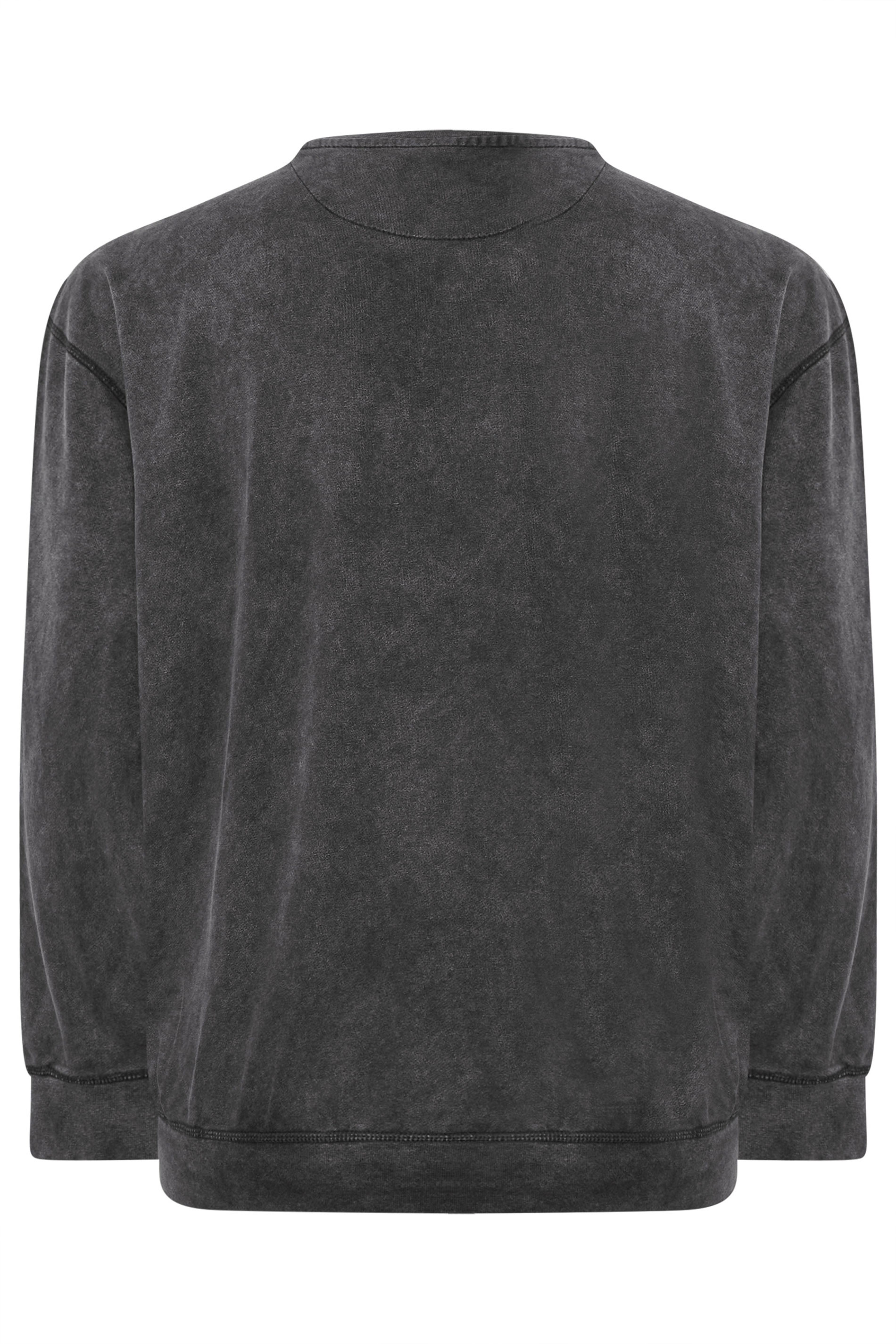 KAM Big & Tall Black Embossed Crew Neck Sweatshirt | BadRhino 5