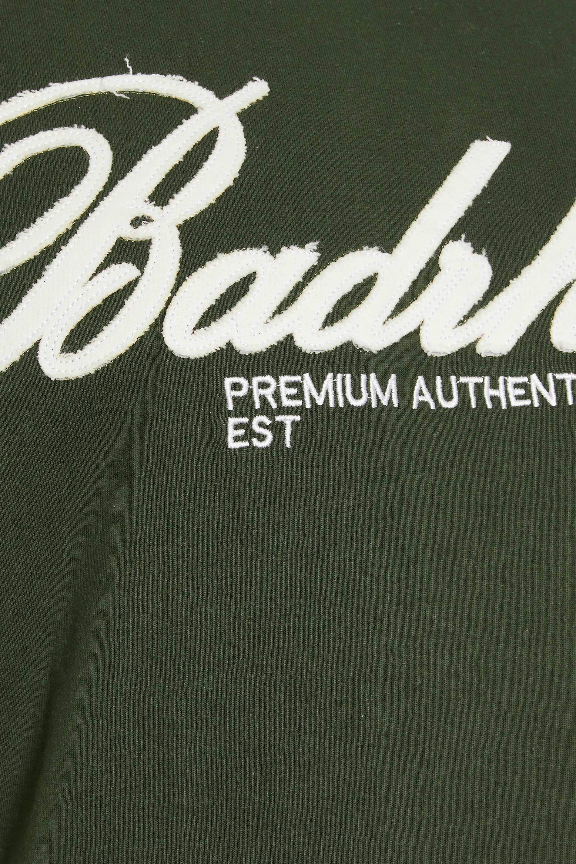 BadRhino Big & Tall Dark Green Embroidered Script T-Shirt | BadRhino 3