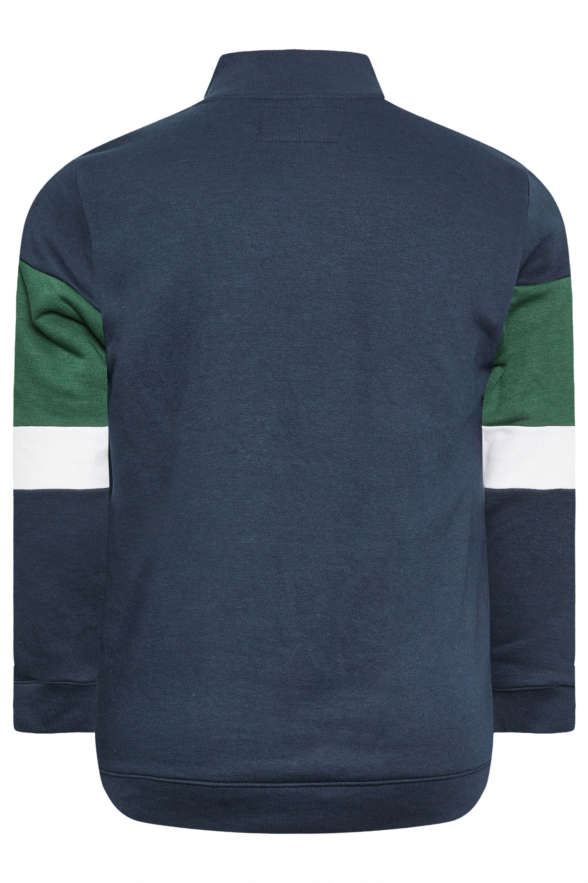 BadRhino Big & Tall Dark Blue & Green Stripe Half Zip Jumper | BadRhino  4
