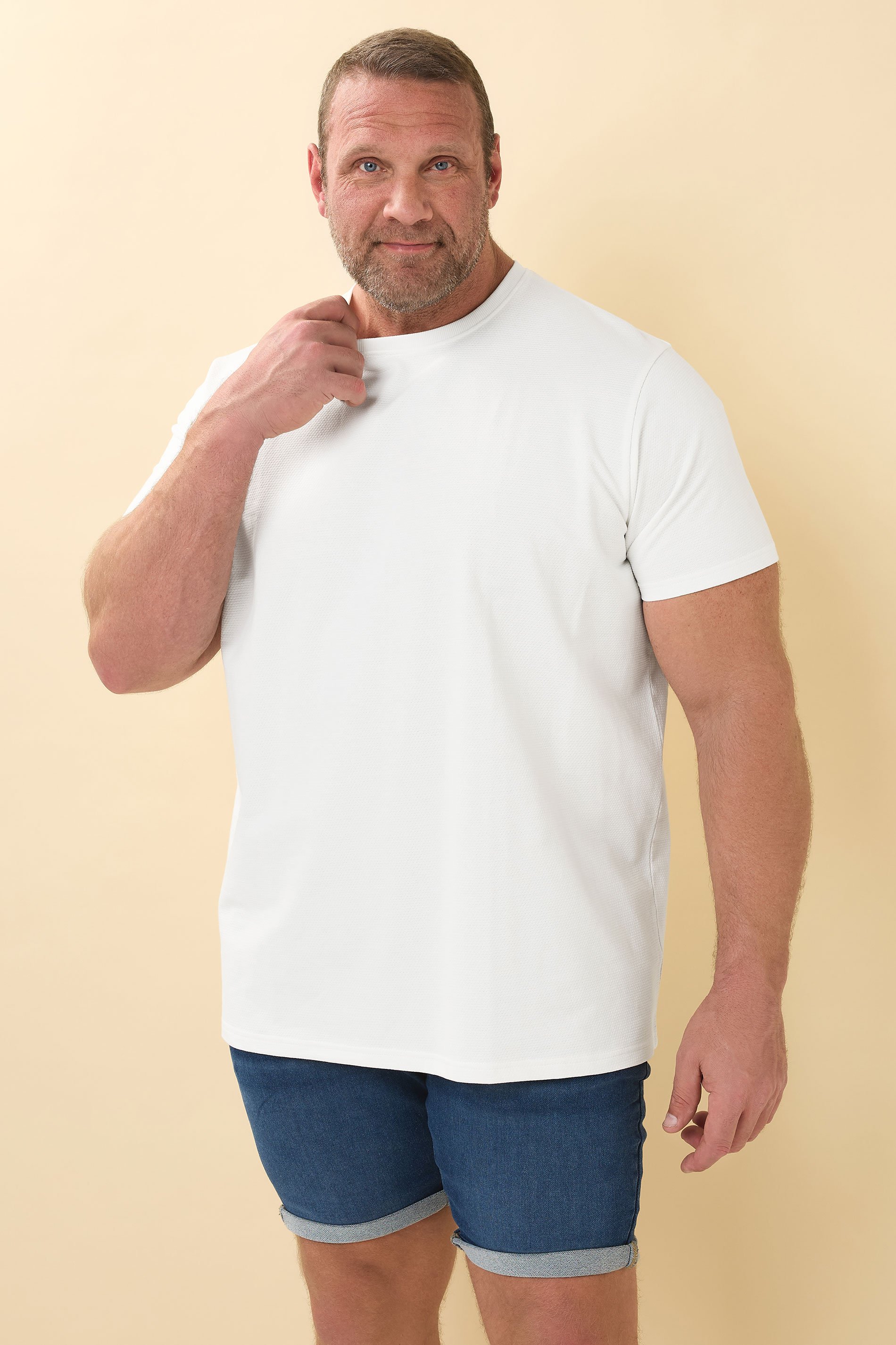 BadRhino Big & Tall White Textured T-Shirt | BadRhino 1