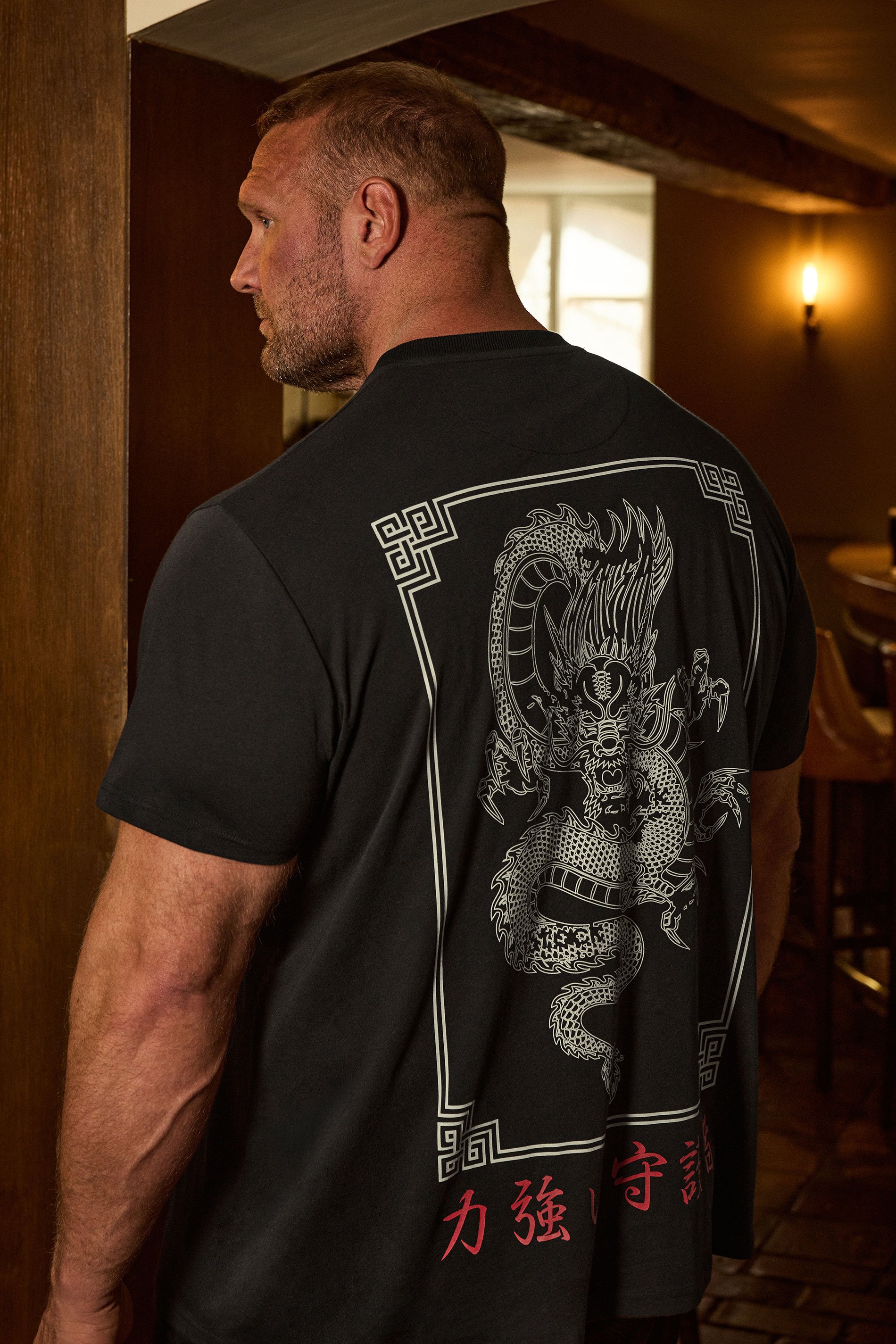 BadRhino Big & Tall Black Japanese Print T-Shirt | BadRhino 1