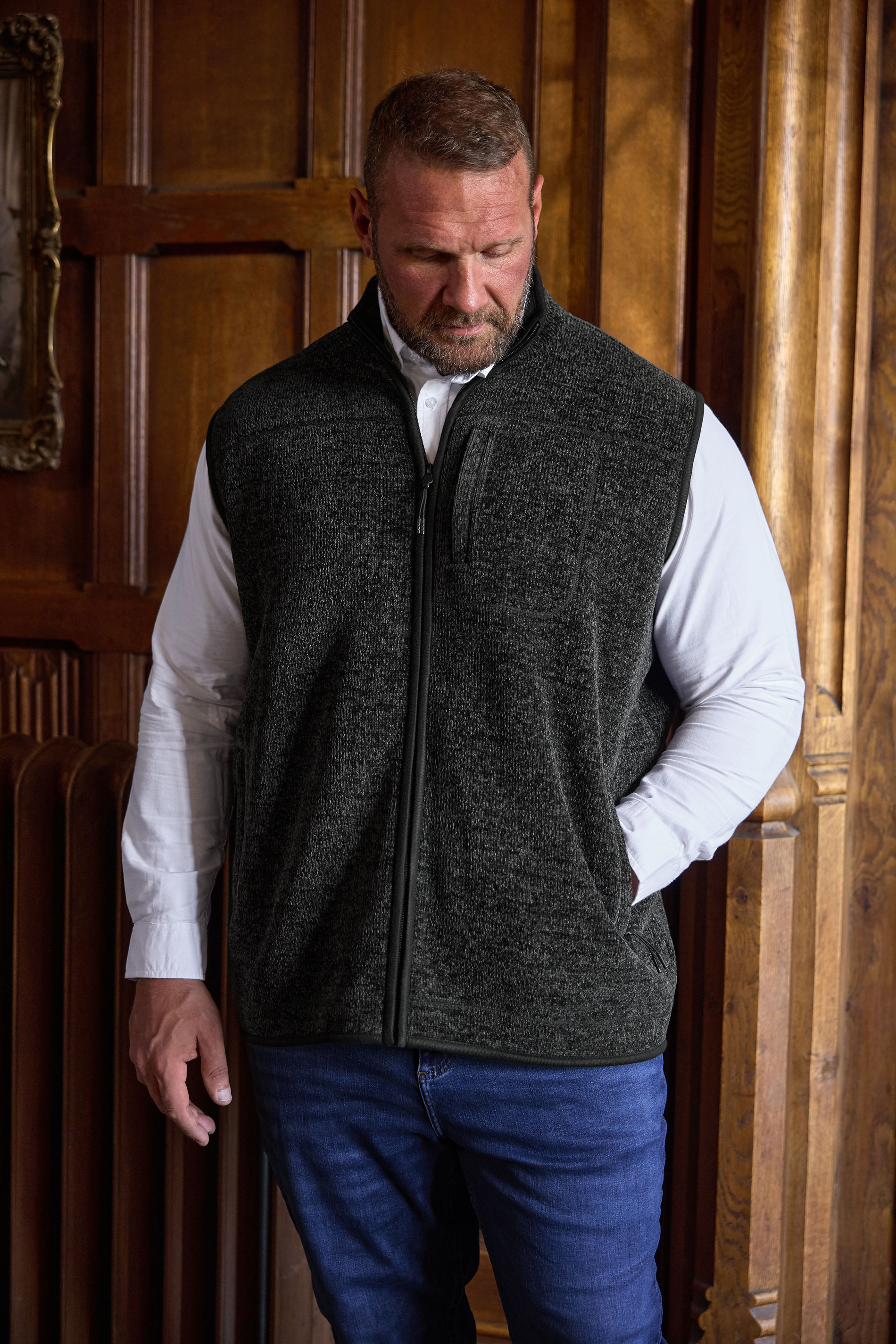 BadRhino Big & Tall Grey Fleece Pocket Gilet | BadRhino 1