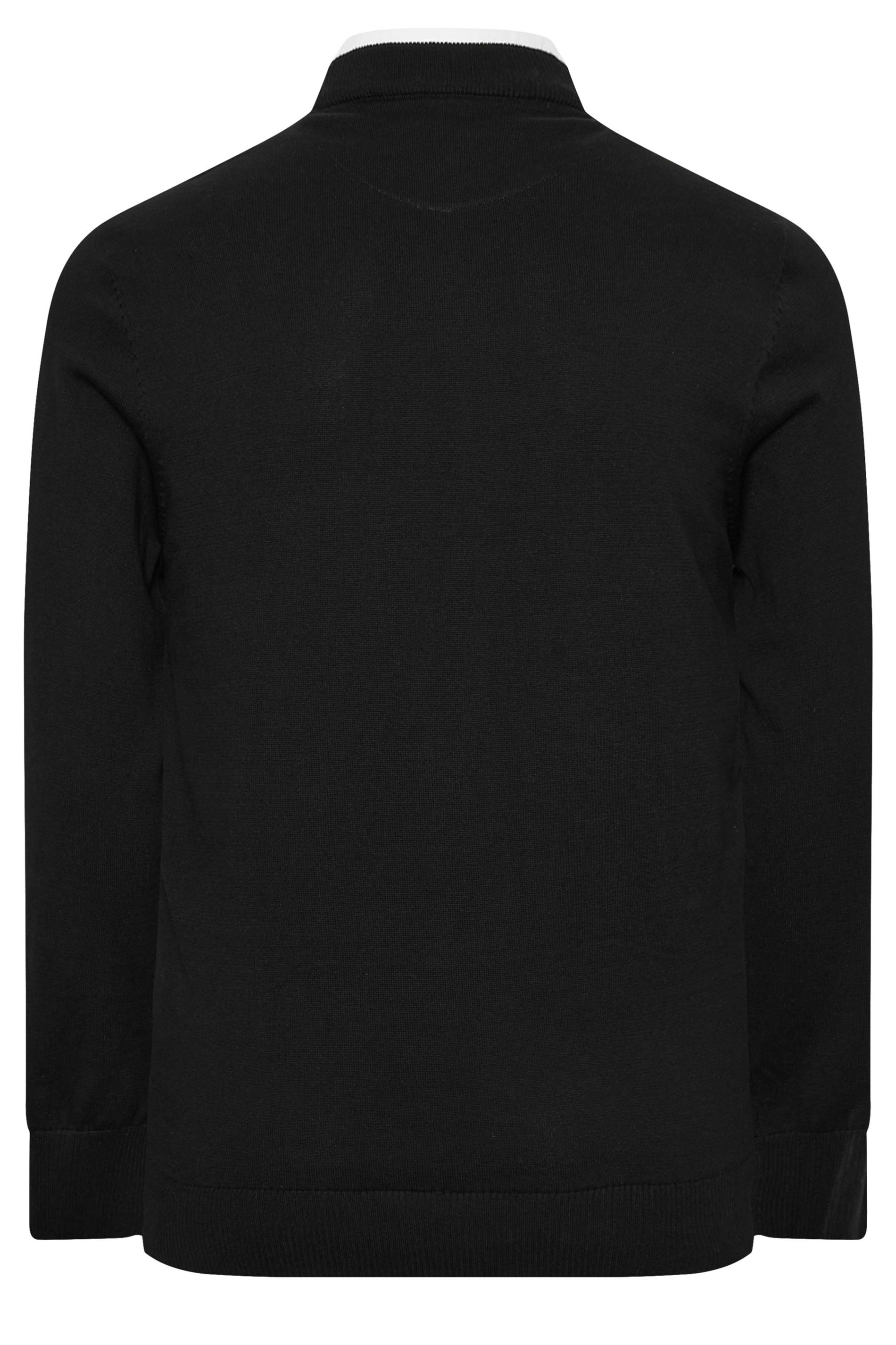 BadRhino Big & Tall Black Cable Knit Mock Shirt Jumper | BadRhino 4