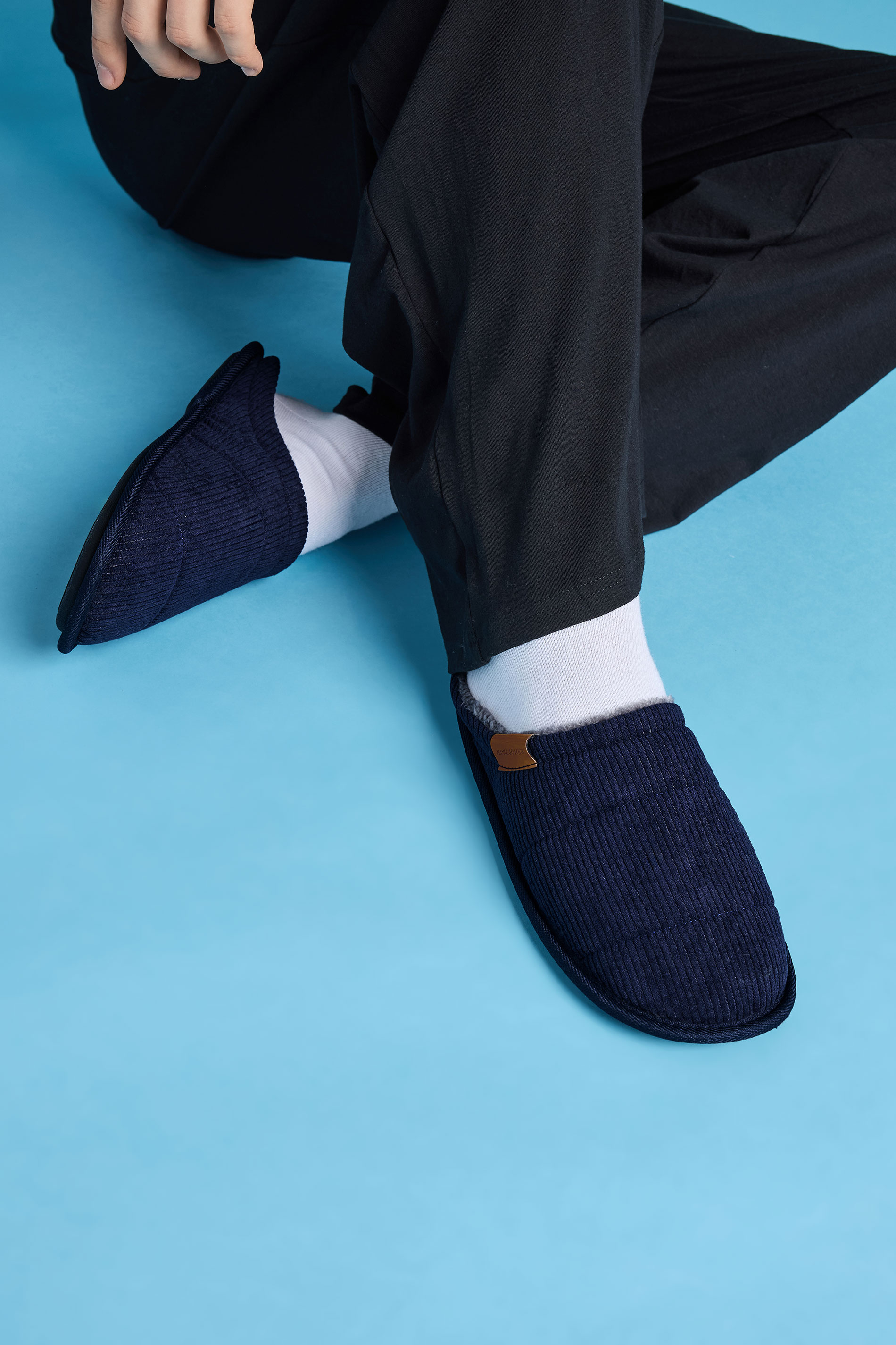 JACK & JONES Navy Blue Mule Slippers | BadRhino 1