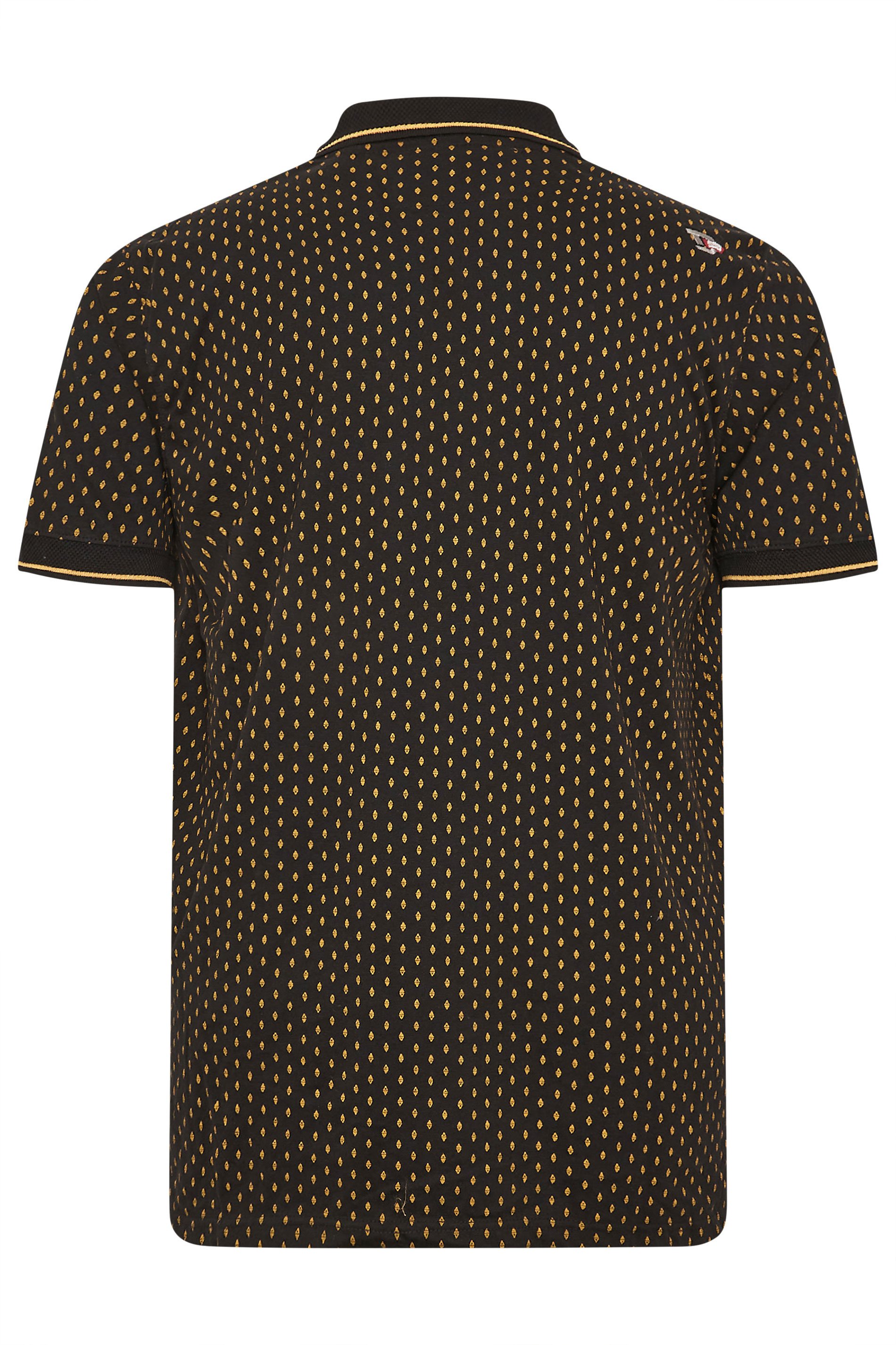 D555 Big & Tall Black Jersey Jacquard Polo Shirt | BadRhino 4
