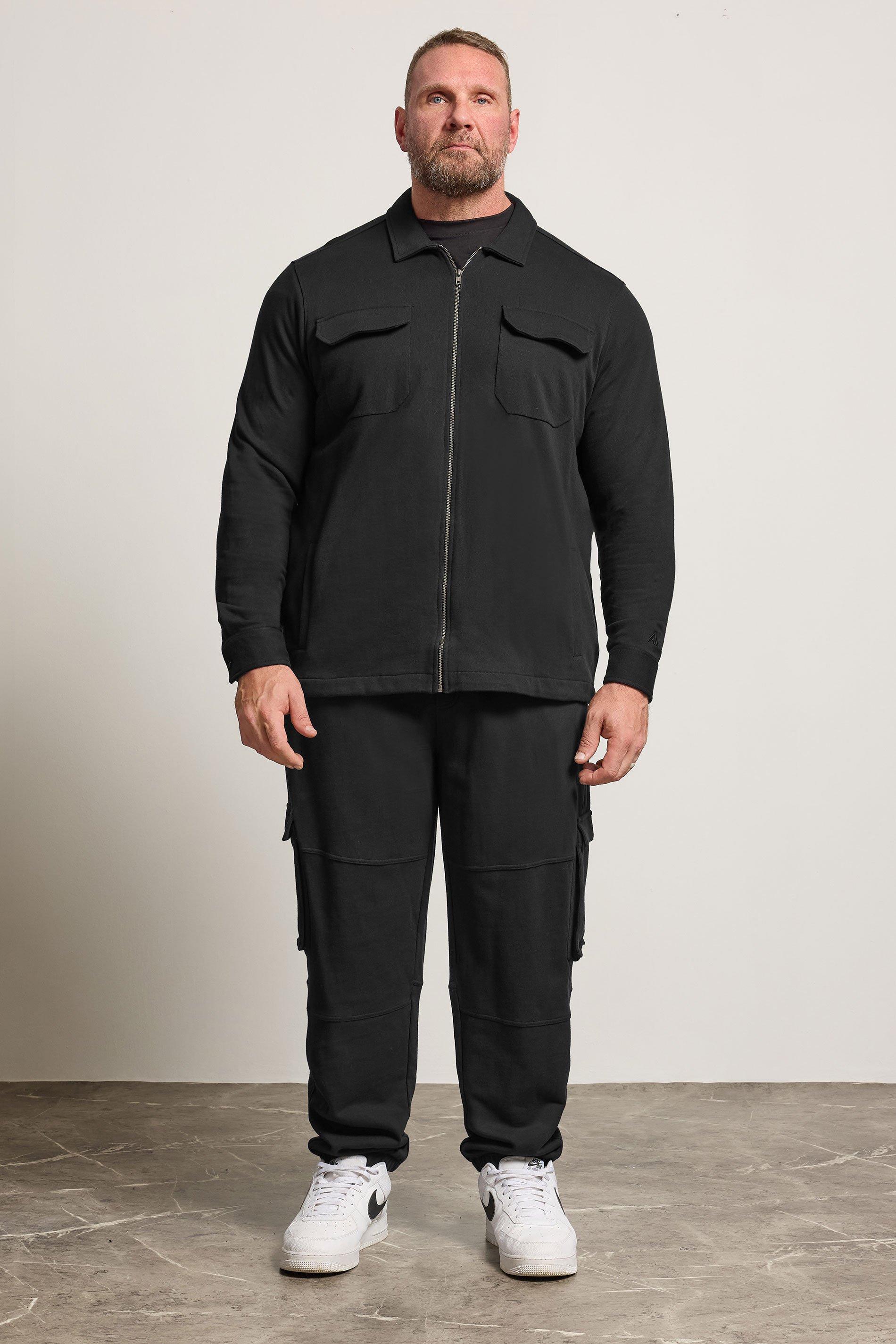 STUDIO A Big & Tall Navy Blue Zip Through Shacket | BadRhino 2