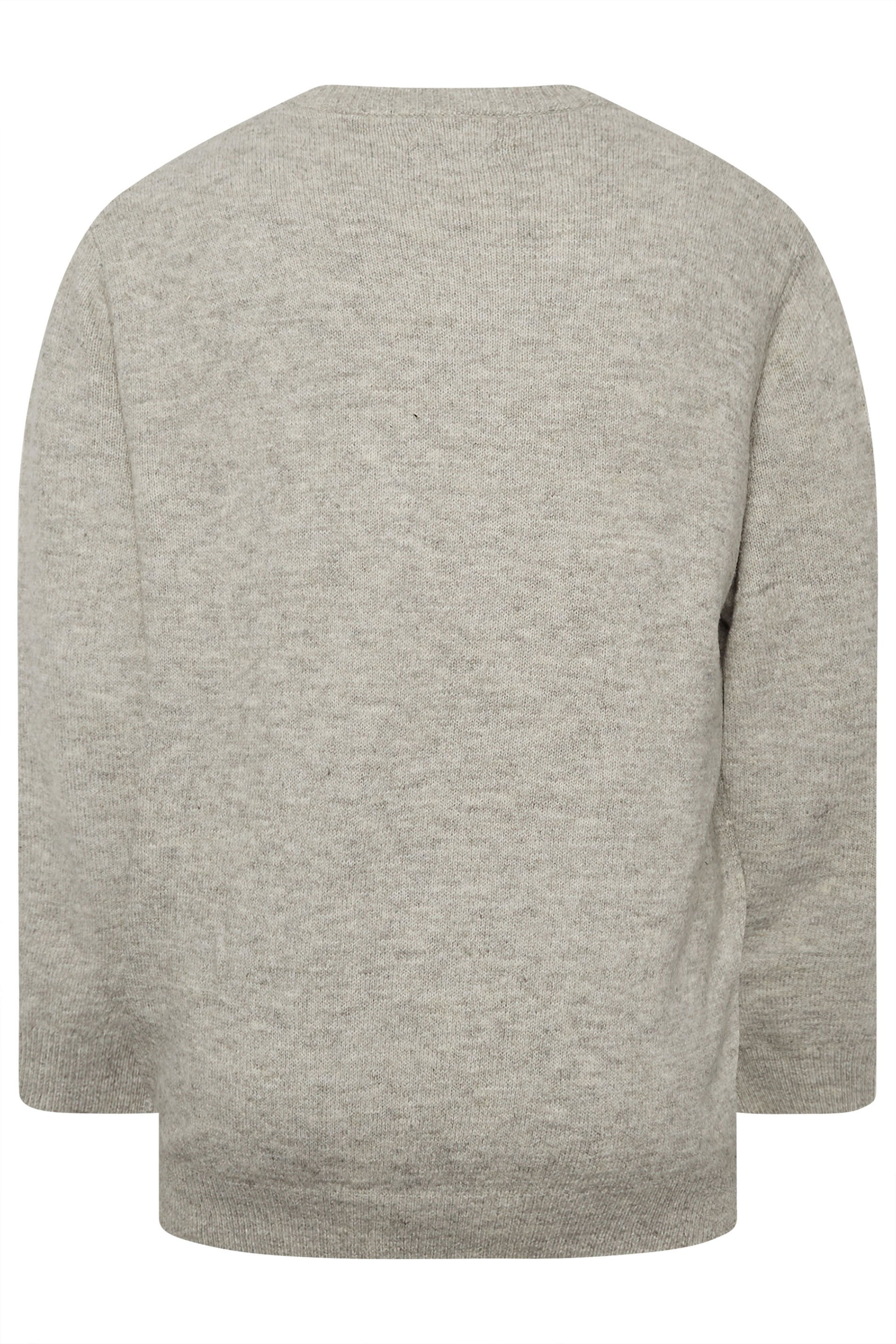JACK & JONES Big & Tall Light Grey Crew Neck Jumper | BadRhino 4