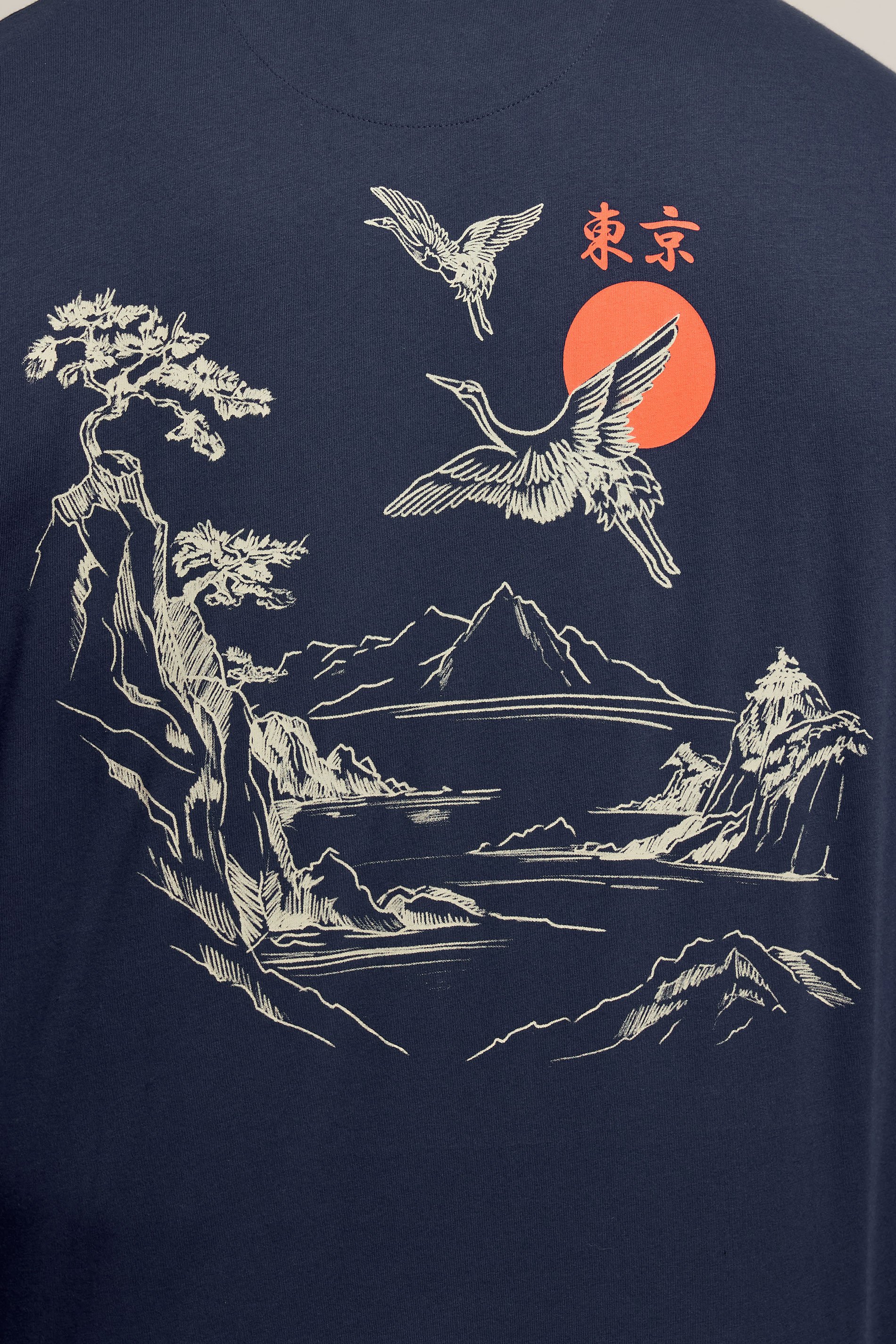 BadRhino Big & Tall Navy Blue Japanese Landscape Graphic T-Shirt | BadRhino 6