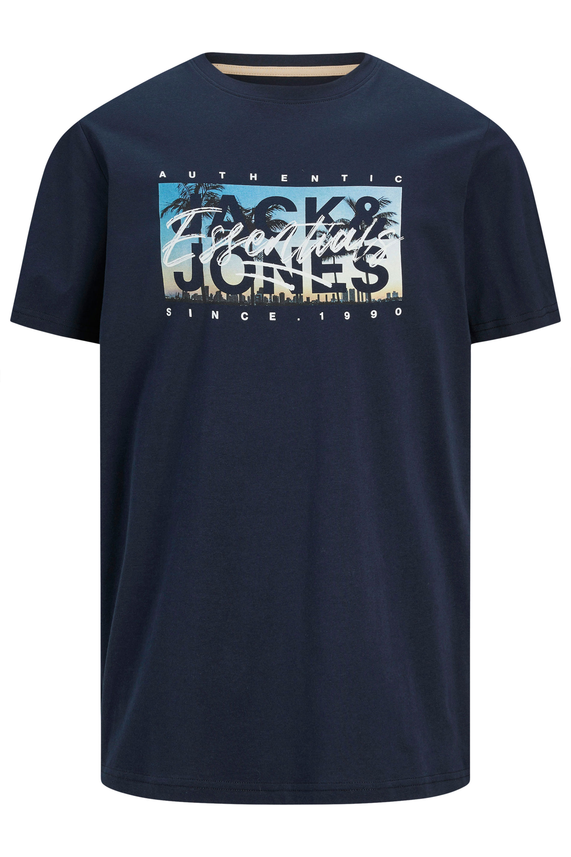 JACK & JONES Big & Tall Sky Captain Blue Photo-Print T-Shirt | BadRhino 3