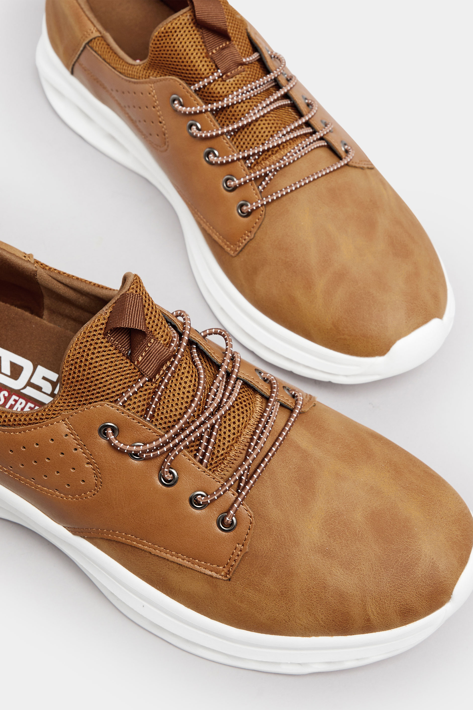 D555 Tan Hands Free Shoes With Faux Suede Top & Laces | BadRhino 5