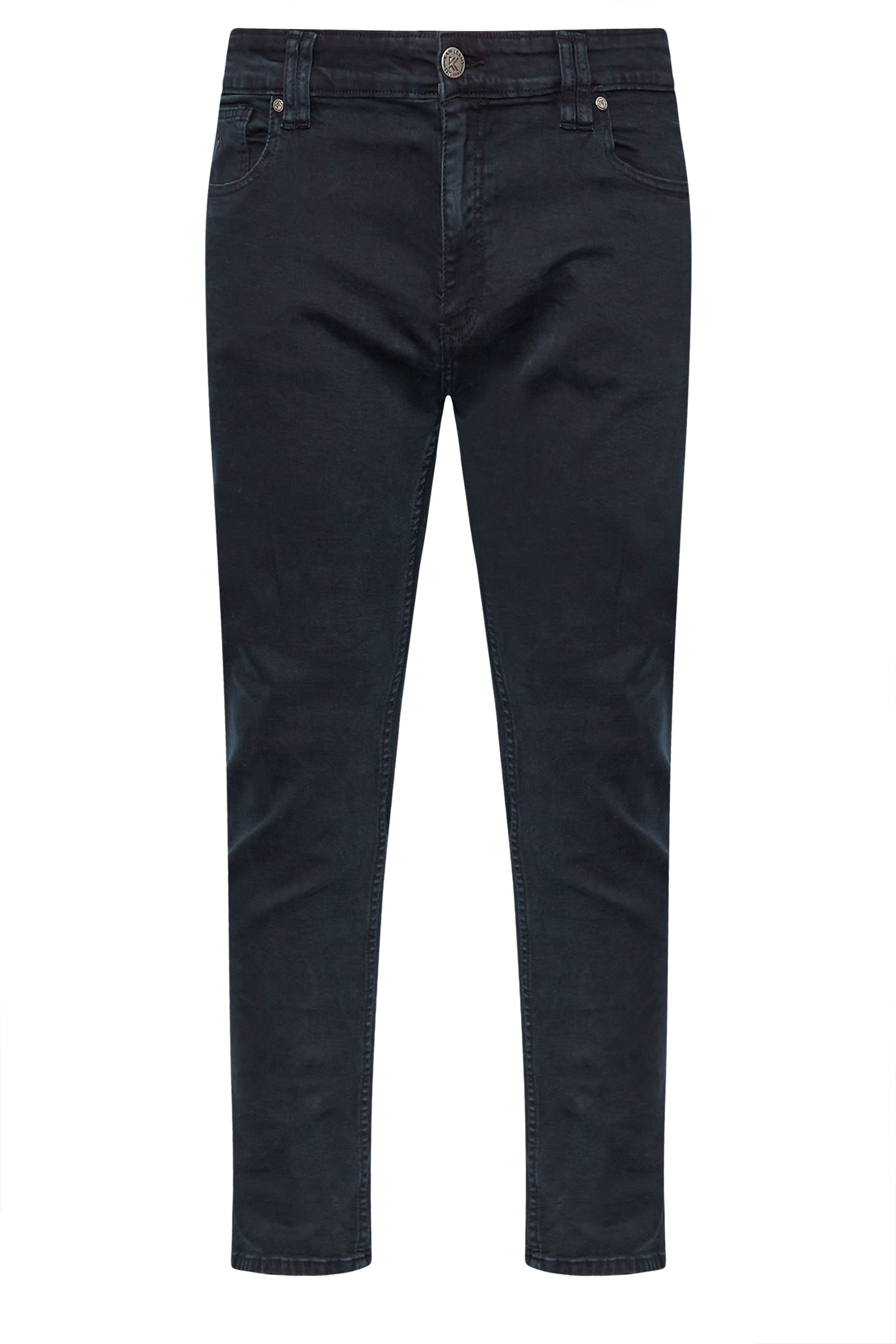 KAM Big & Tall Blue Black Embossed Jeans | BadRhino 4