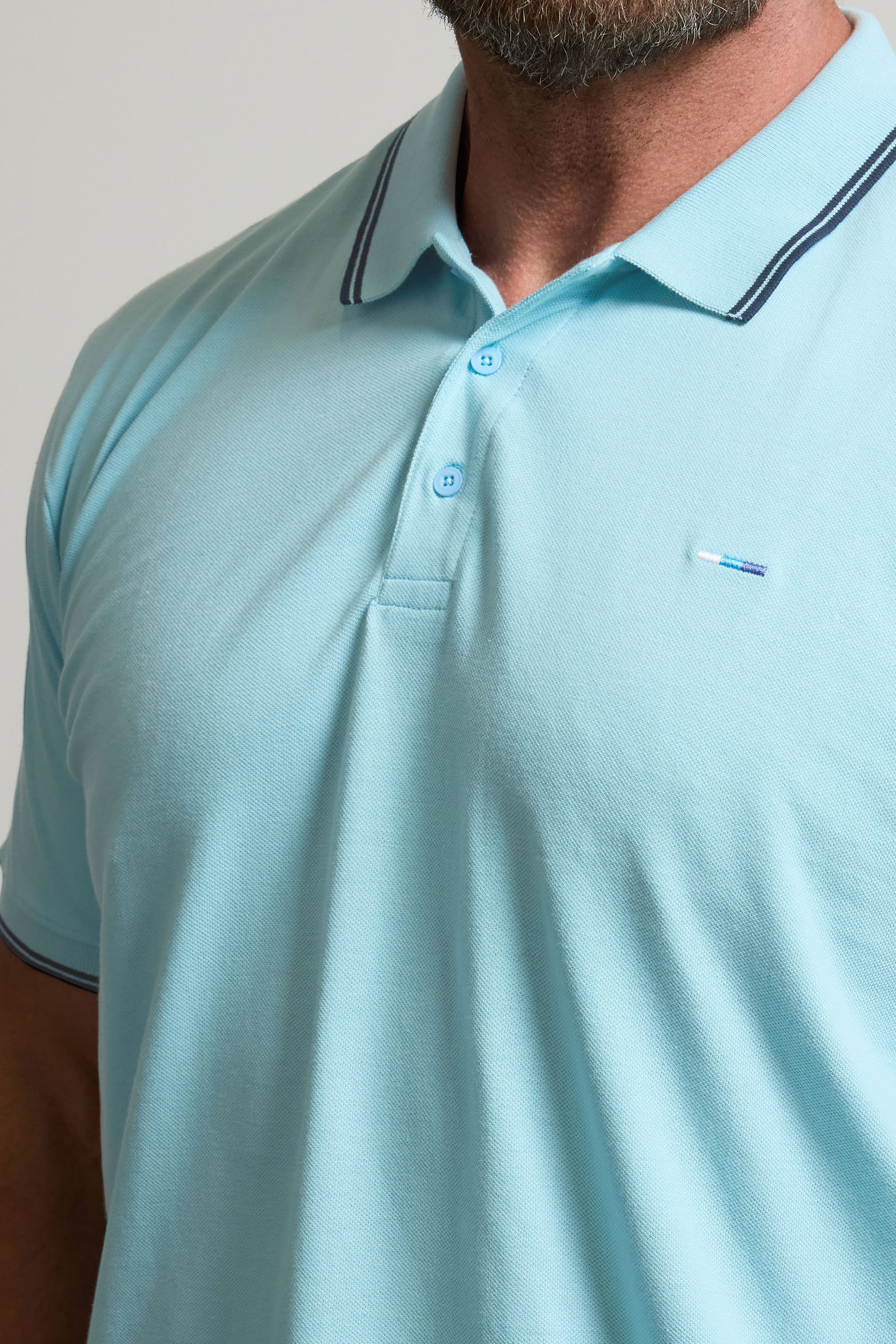 BadRhino Big & Tall 3 Pack Blue & Orange Tipped Polo Shirts | BadRhino 5