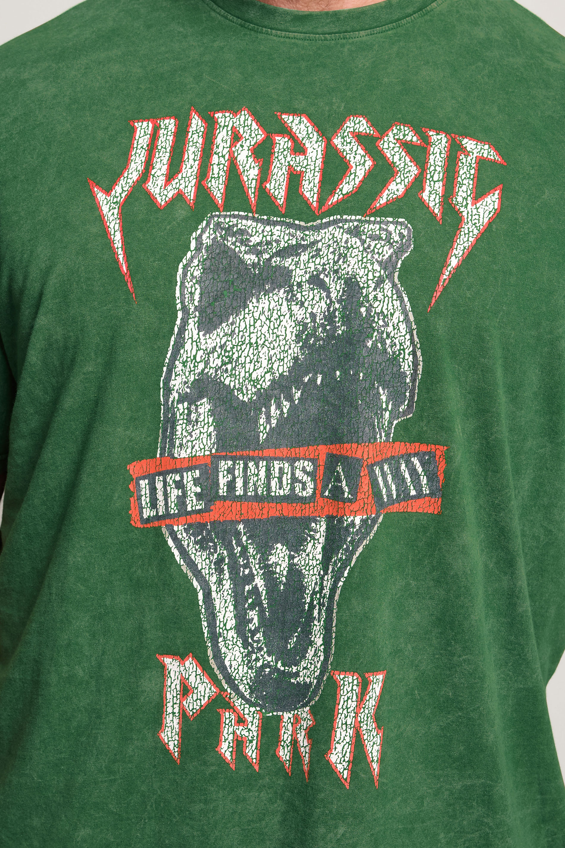 BadRhino Big & Tall Green Acid Wash Jurassic Park Graphic T-Shirt | BadRhino 4