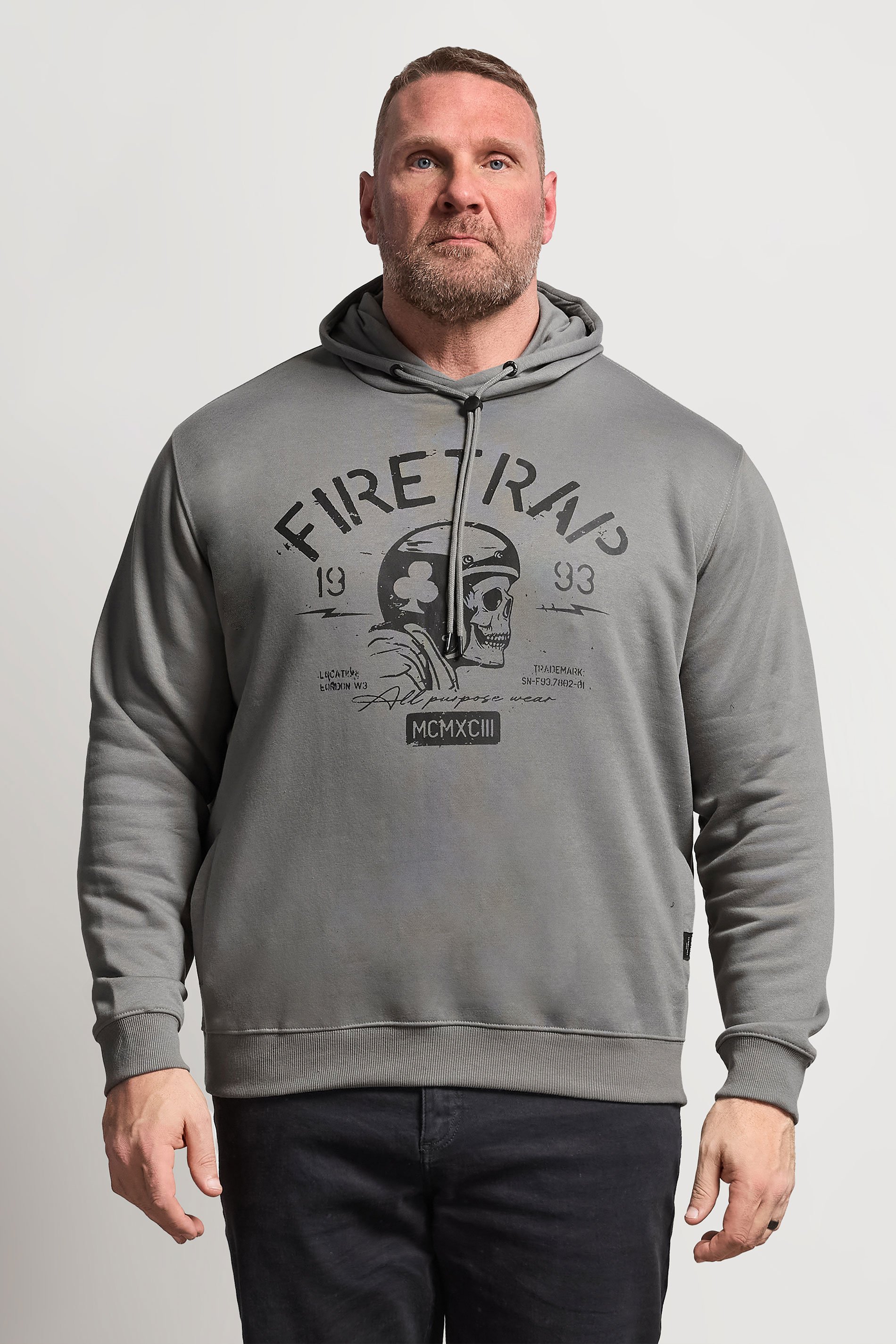 FIRETRAP Big & Tall Grey Hoodie | BadRhino 1