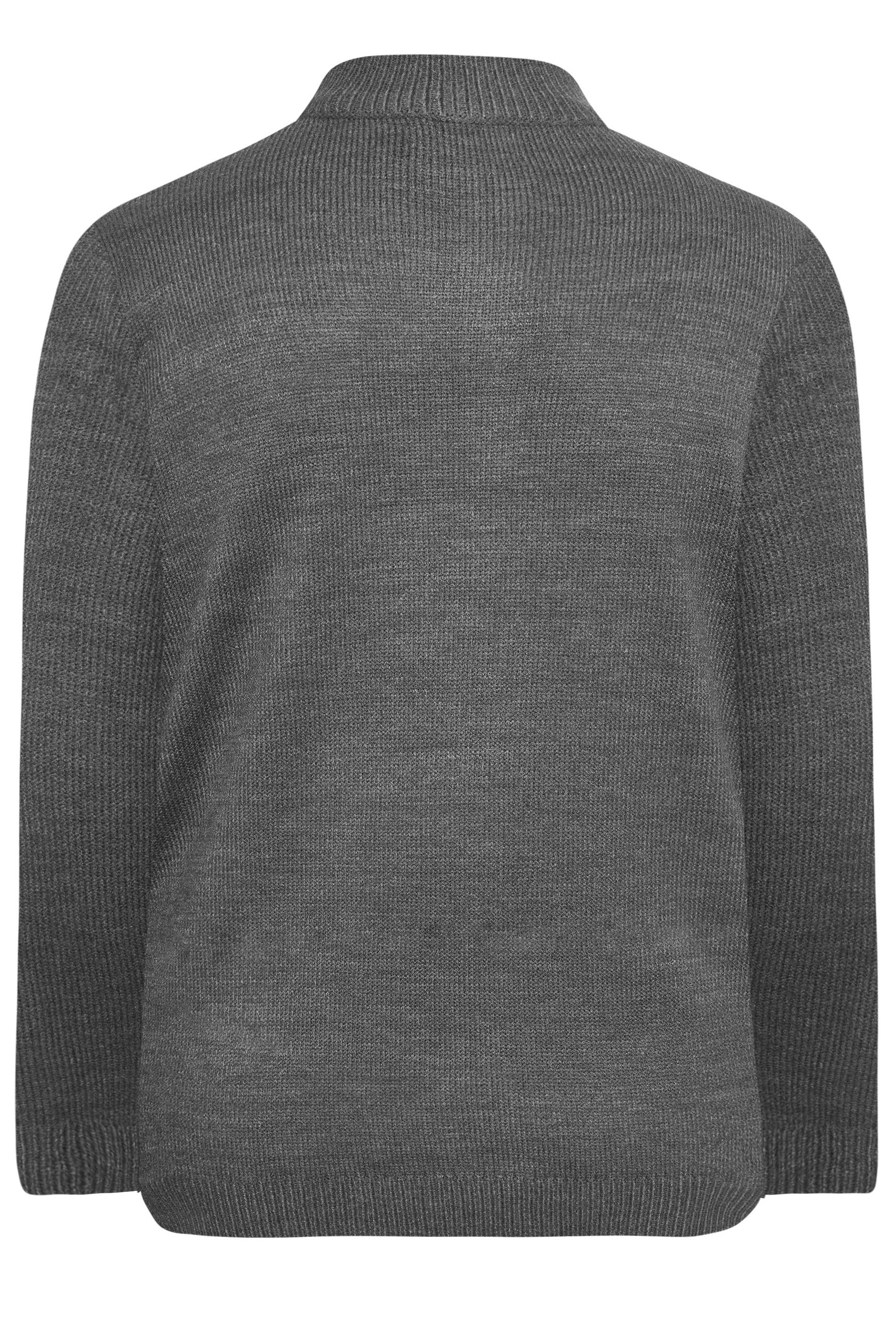 BadRhino Charcoal Grey Essential Quarter Zip Knitted Jumper | BadRhino