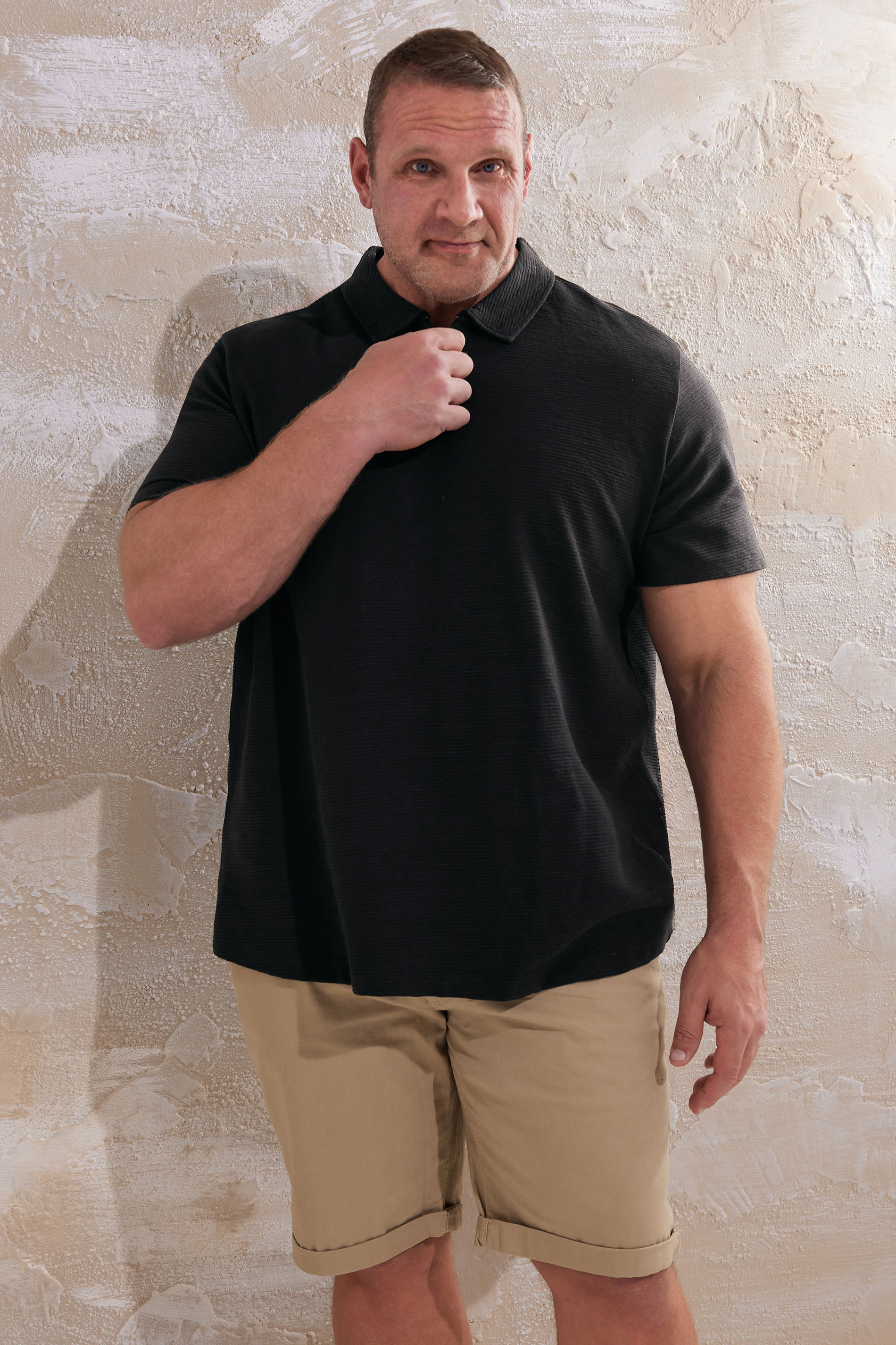 JACK & JONES Big & Tall Black Zip Polo Shirt | BadRhino 1