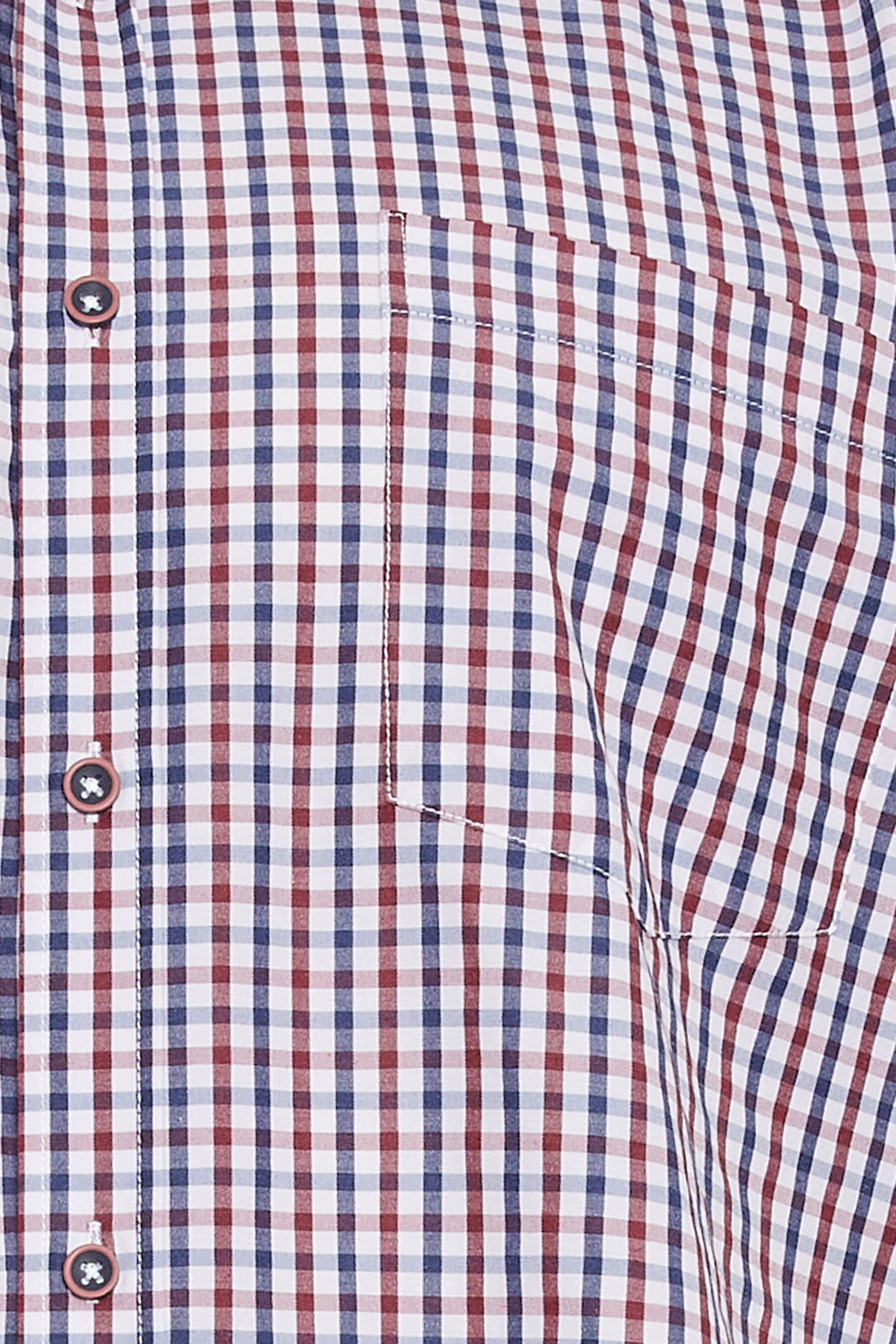 KAM Big & Tall Wine Red Short Sleeve Gingham Shirt | BadRhino 4