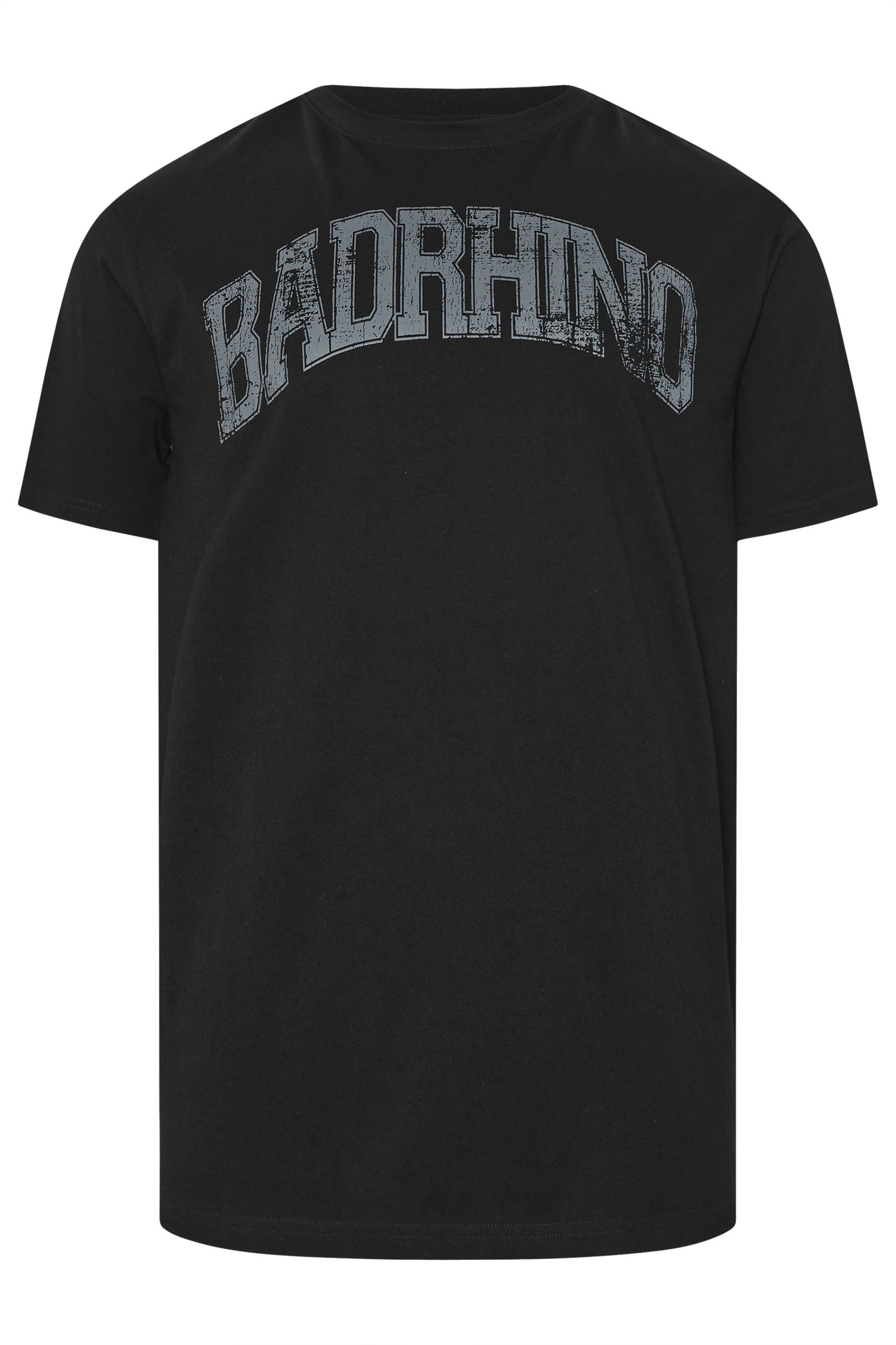 BadRhino Big & Tall Black Extra Long Distressed Graphic T-Shirt | BadRhino 1