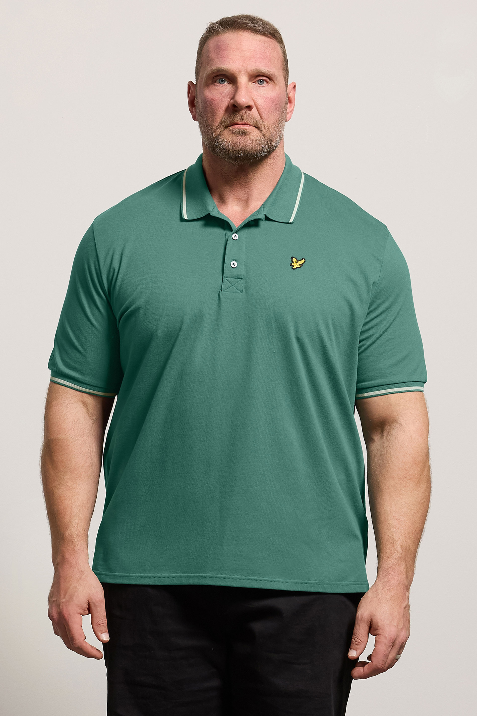 LYLE & SCOTT Big & Tall Everglade Green Tipped Polo Shirt | BadRhino 3