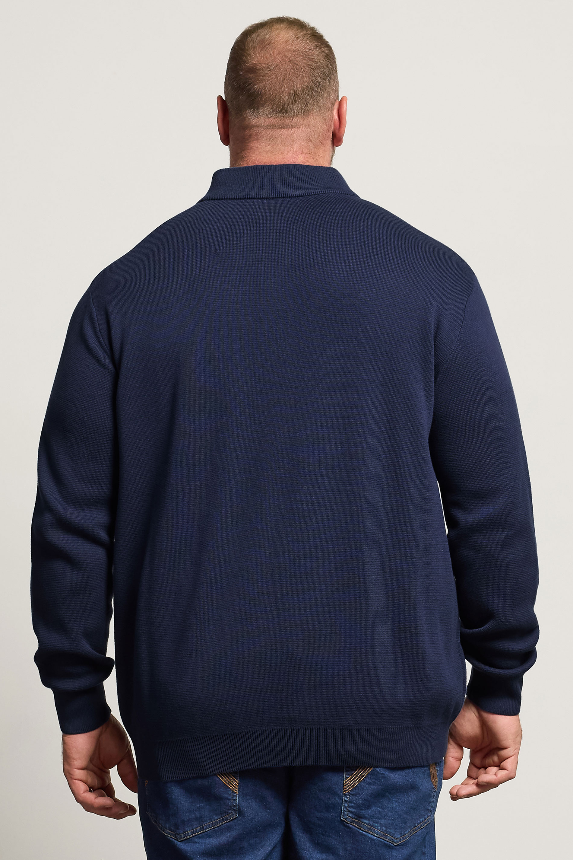 BadRhino Big & Tall Navy Blue Mock Shirt Milano Quarter Zip Jumper | BadRhino 3