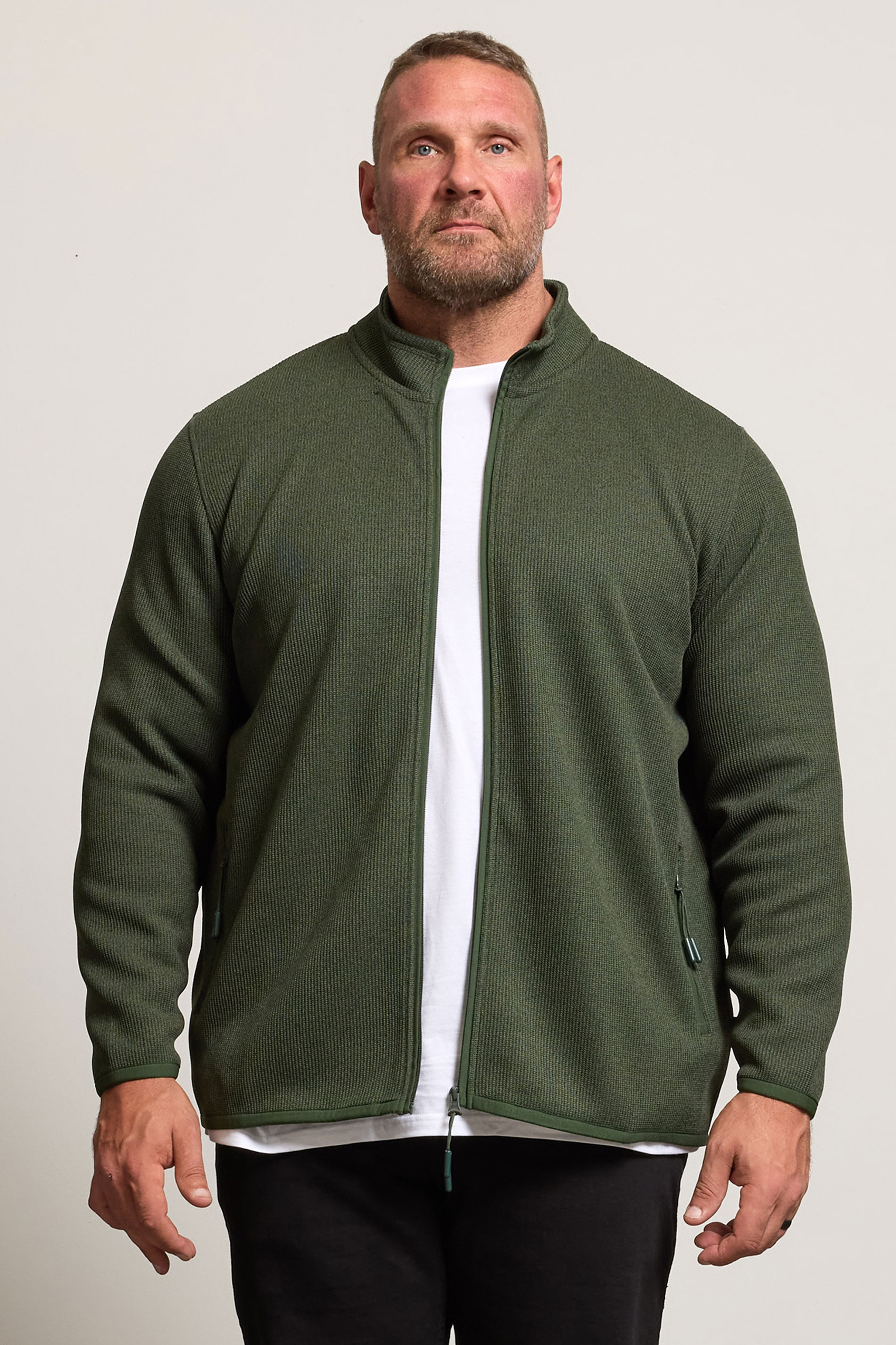 BadRhino Big & Tall Green Full Zip Textured Fleece Jacket | BadRhino 1