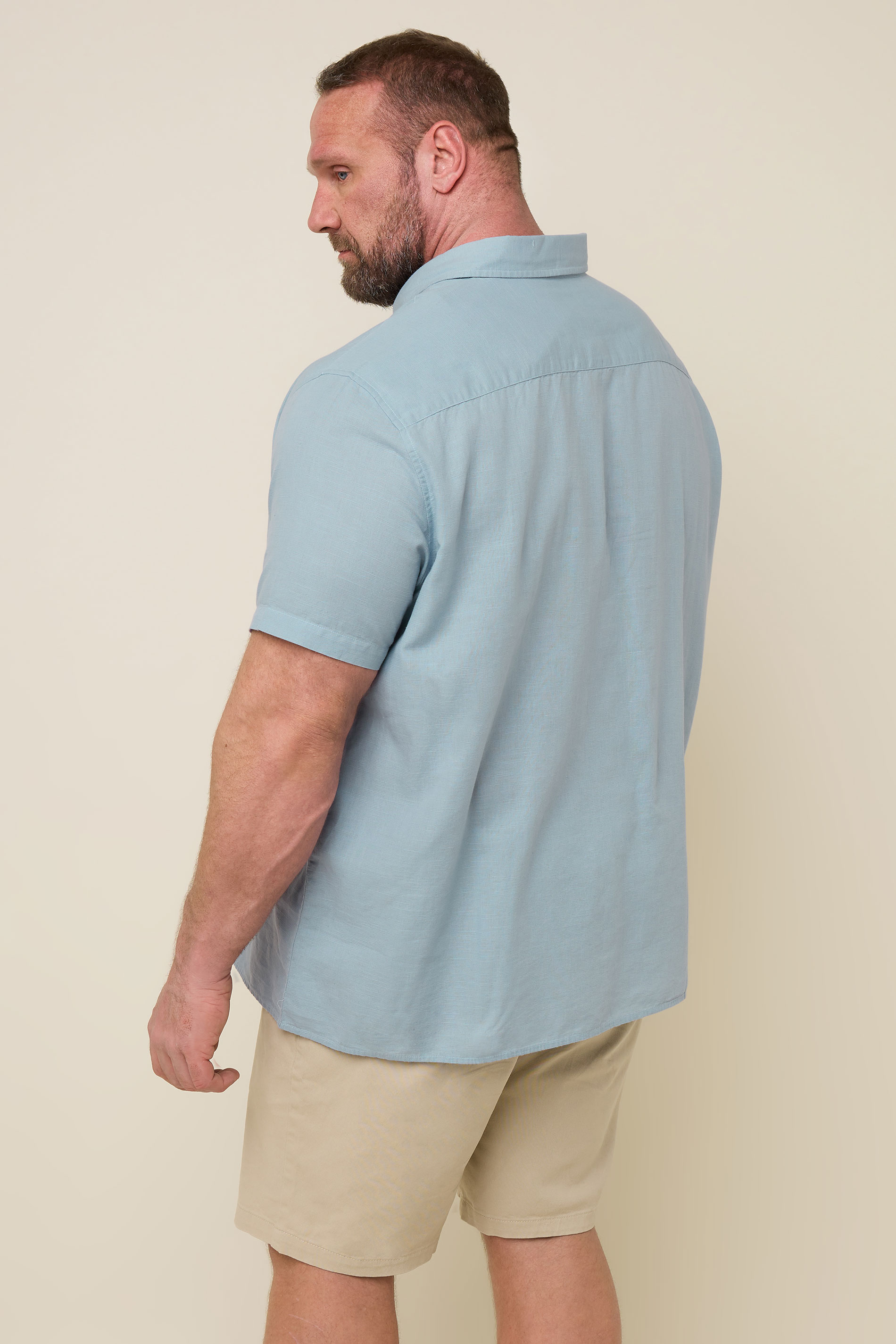 BadRhino Big & Tall Dusky Blue Linen Shirt | BadRhino 4