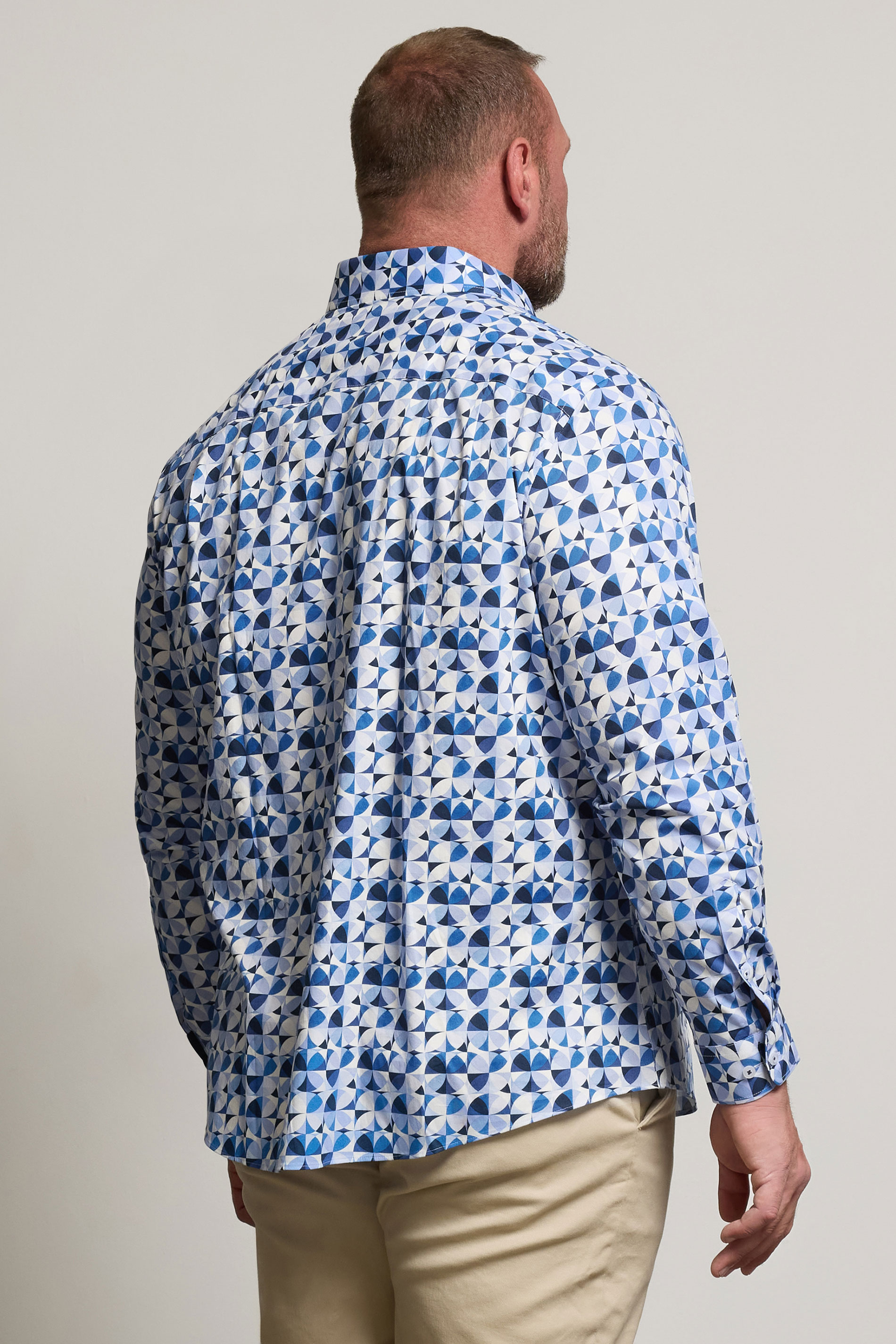 BadRhino Tailoring Big & Tall Light Blue Geometric Long Sleeve Shirt | BadRhino 3