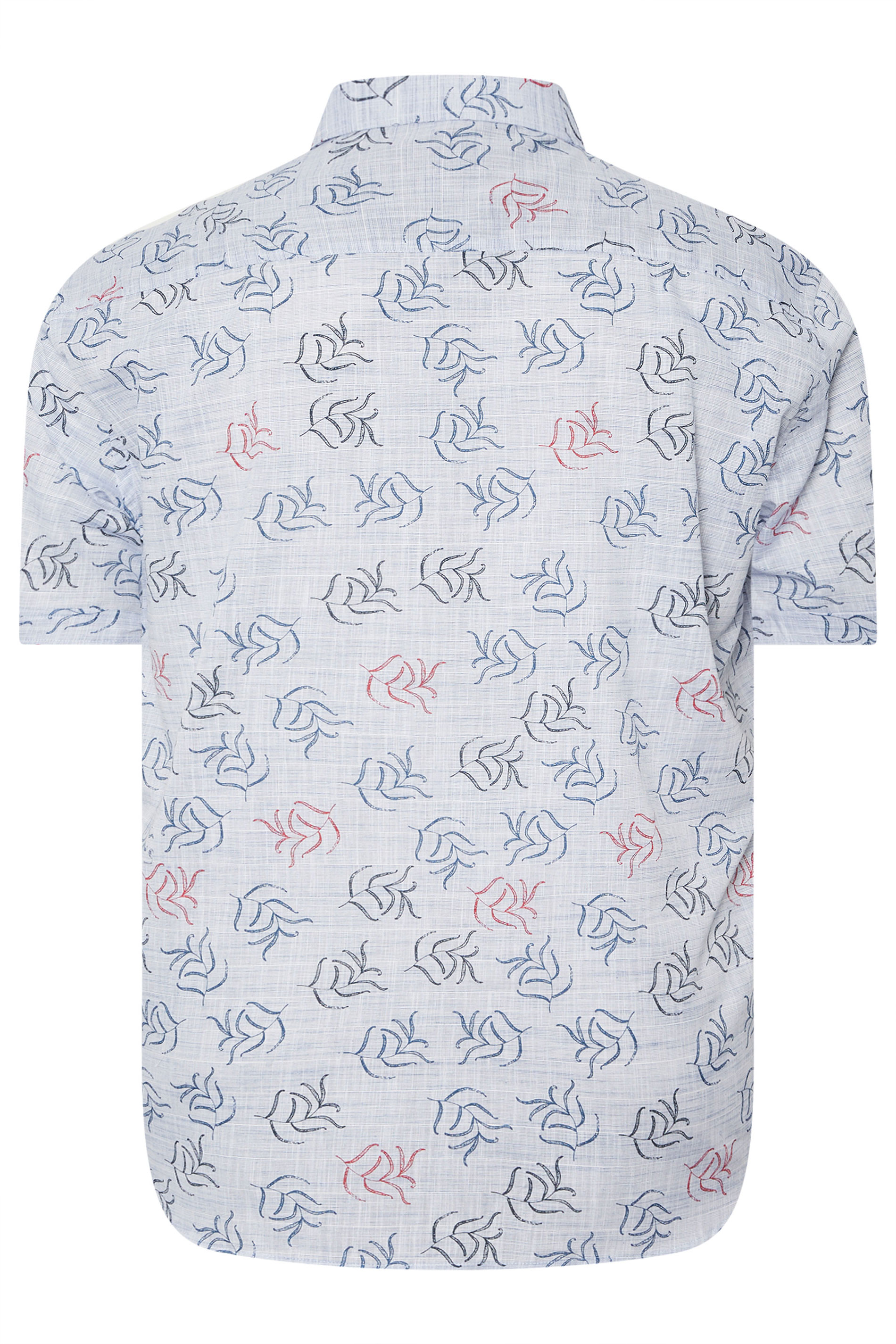 KAM Big & Tall Denim Blue Leaf Print Shirt | BadRhino 3
