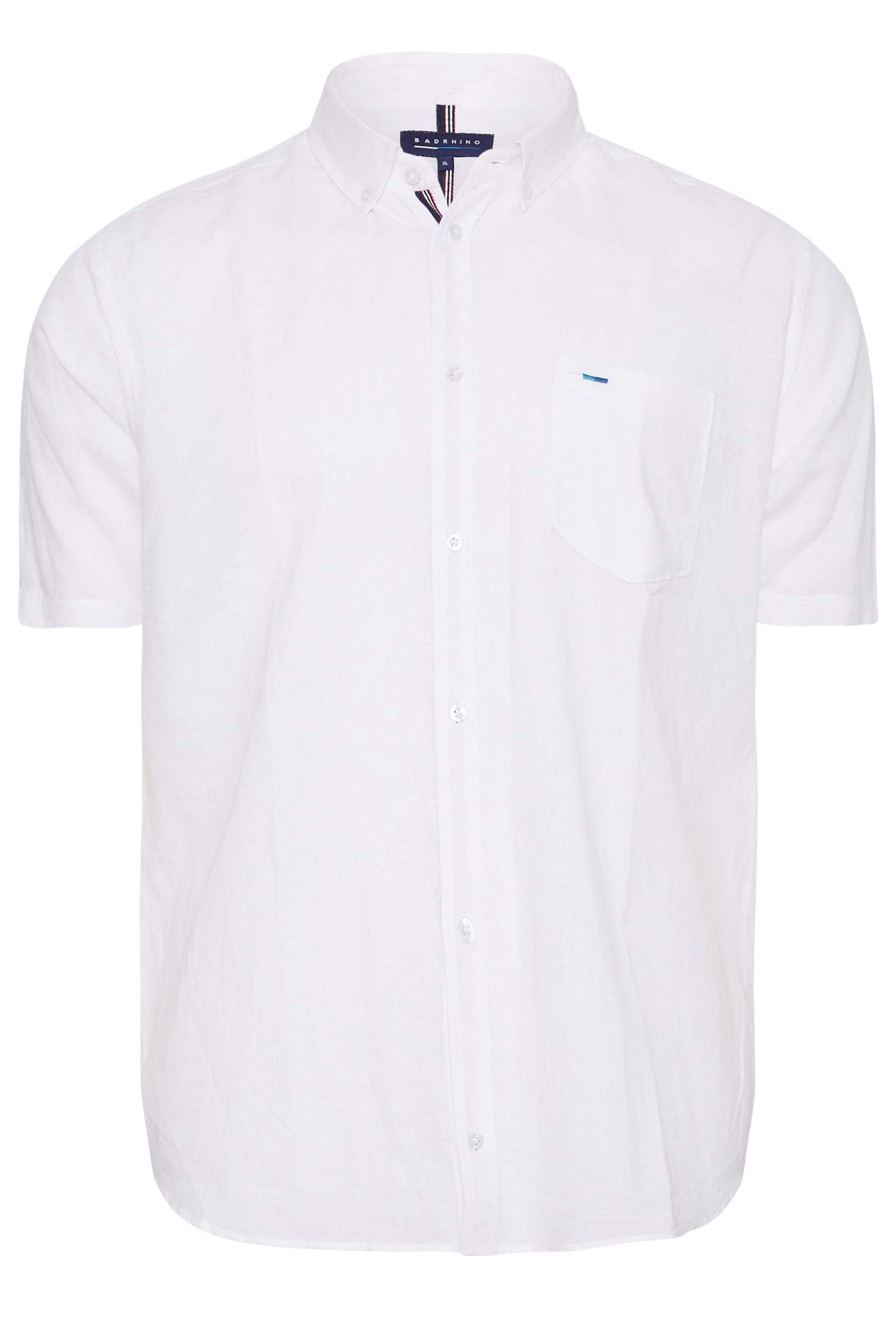 BadRhino Big & Tall White Linen Shirt | BadRhino