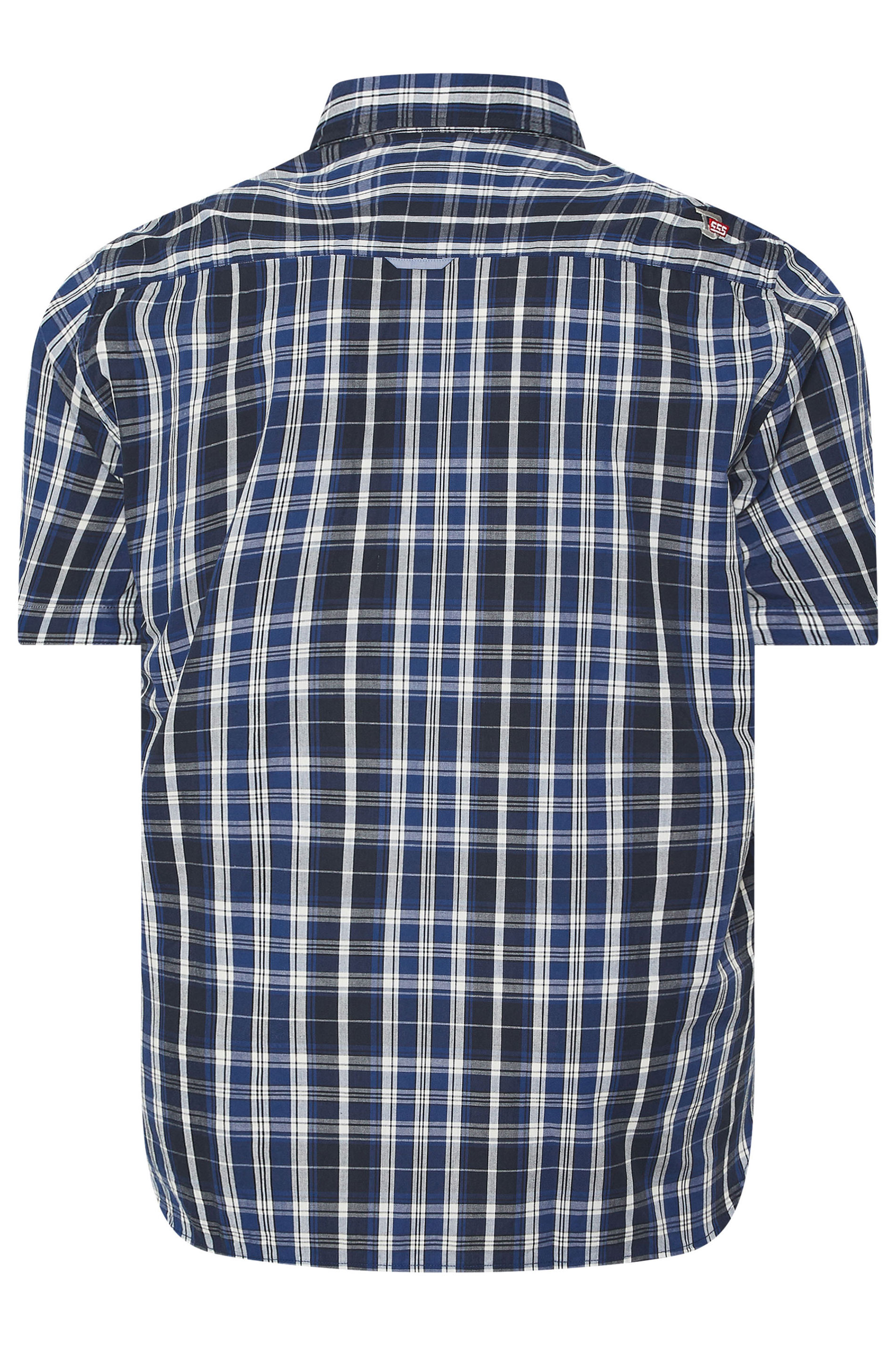 D555 Big & Tall Navy Blue Check Print Shirt | BadRhino 4