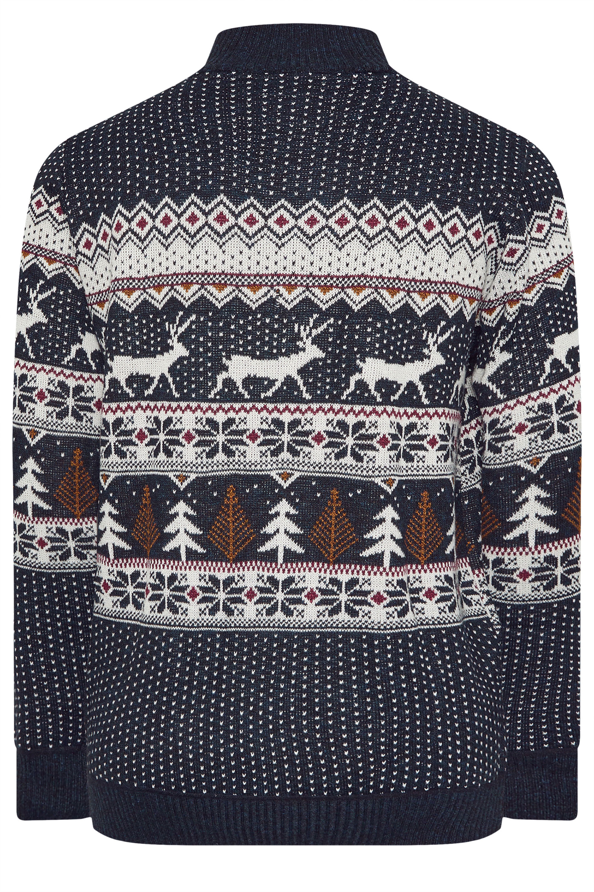 D555 Big & Tall Navy Blue Christmas Quarter Zip Jumper | BadRhino 4