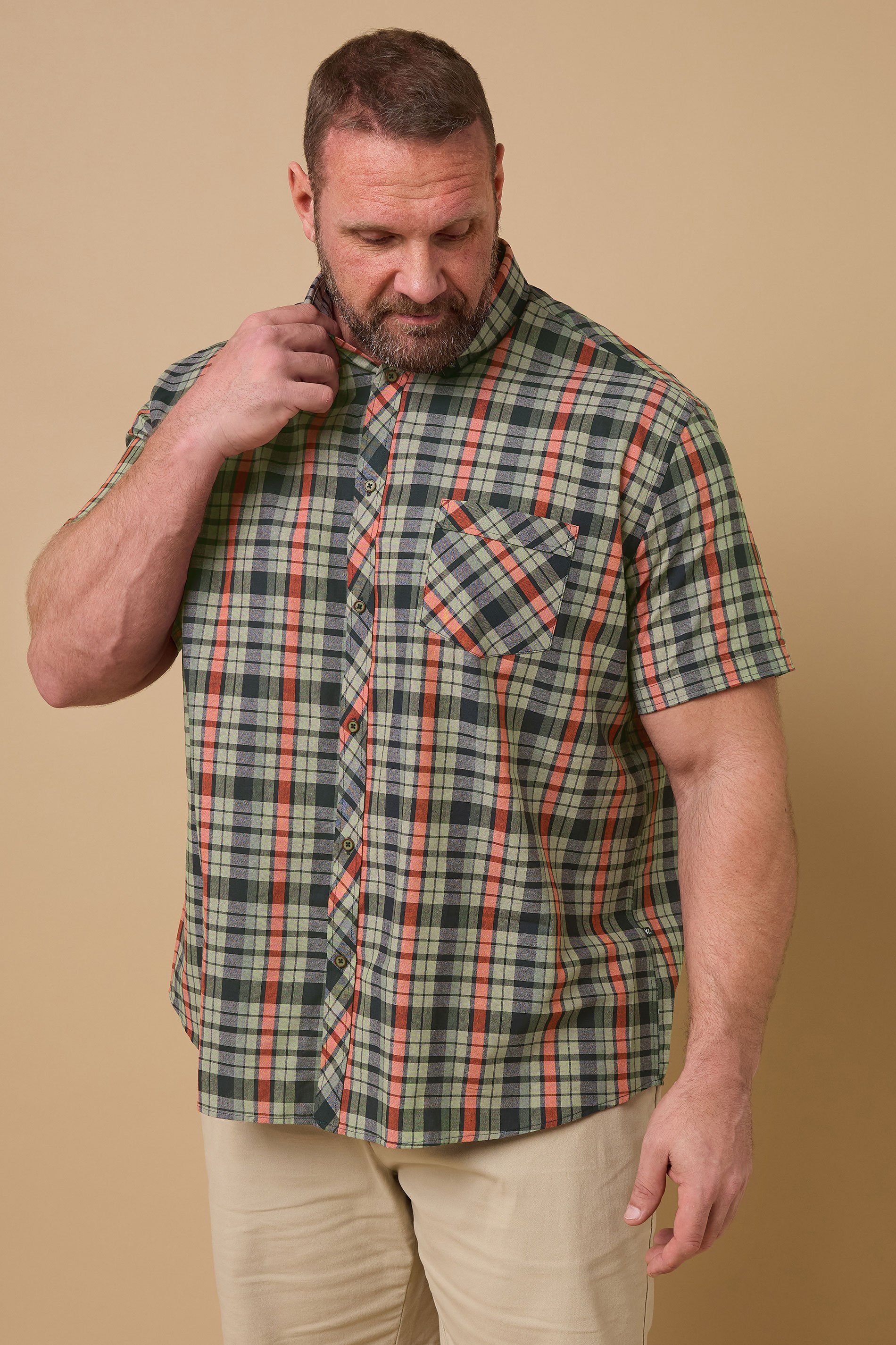 KAM Big & Tall Forest Green Check Shirt | BadRhino 1