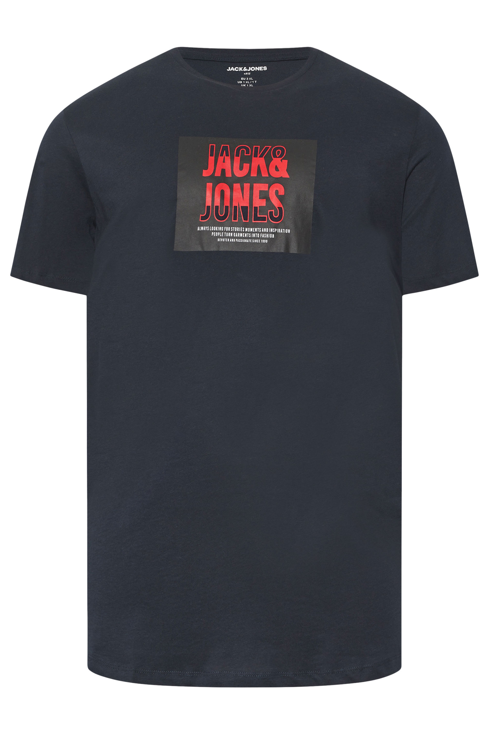 JACK & JONES Big & Tall 3 PACK Blue Branded Logo Print T-Shirts | BadRhino 5