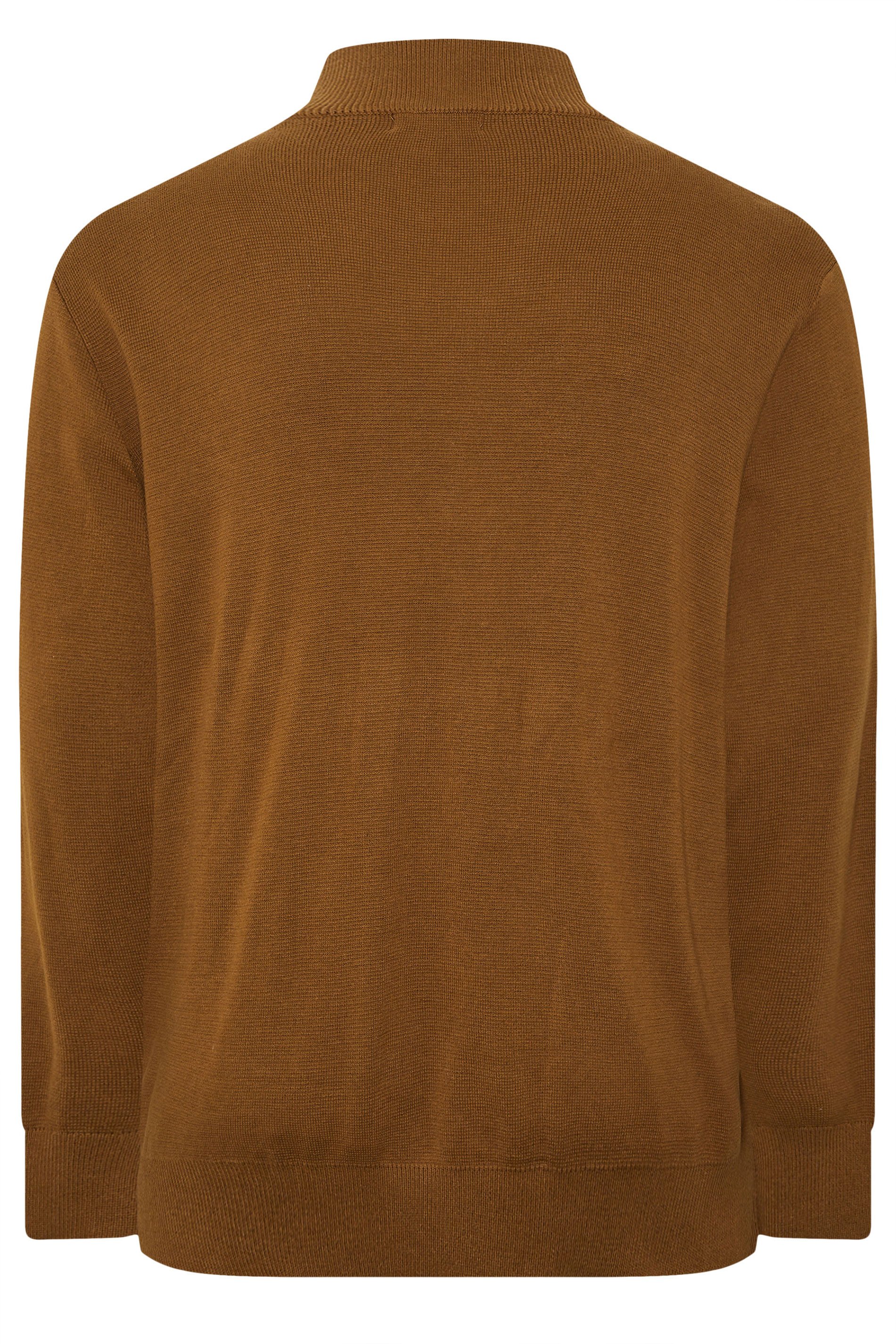 BadRhino Big & Tall Brown Milano Quarter Zip Jumper | BadRhino 7