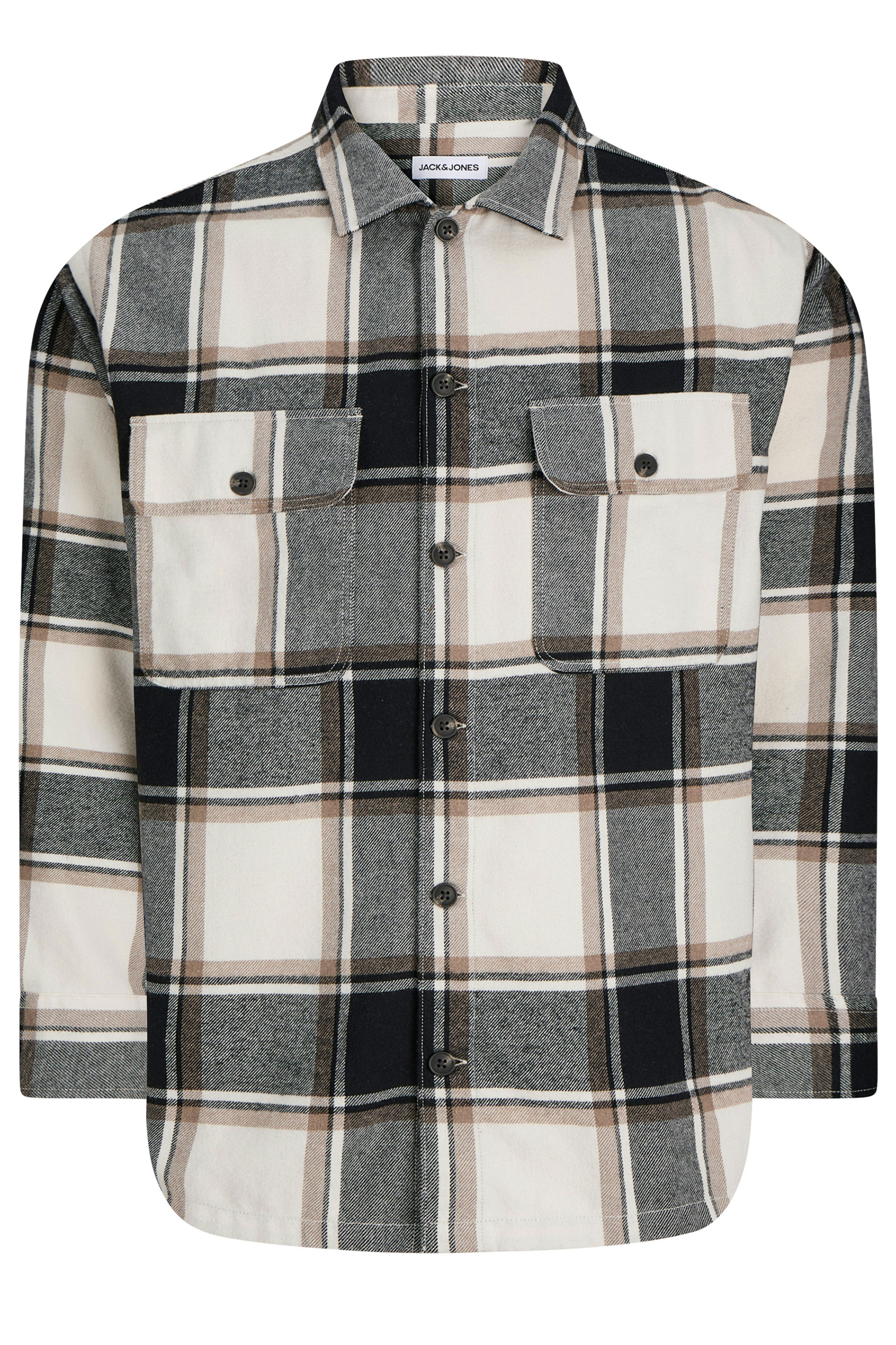 JACK & JONES Big & Tall Crockery White Check Overshirt | BadRhino 3