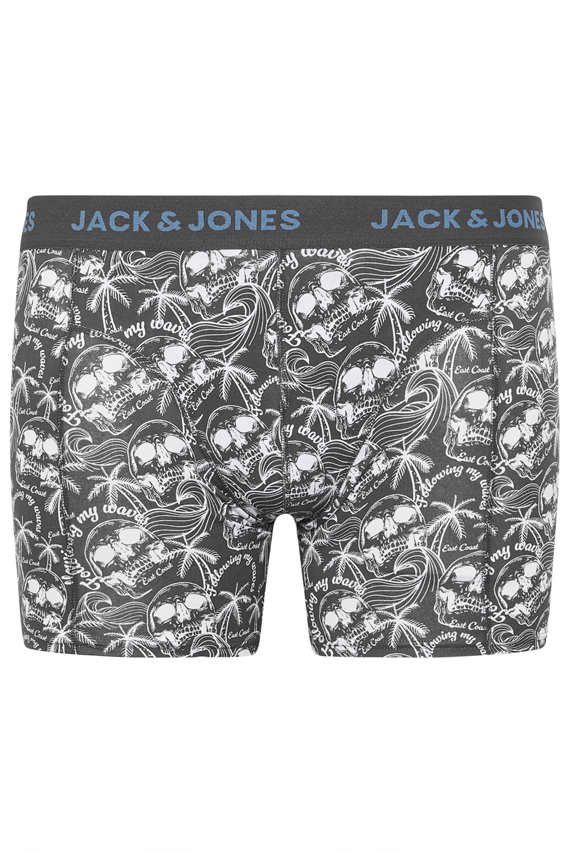 JACK & JONES Big & Tall 3 PACK Blue & Skull Print Boxers | BadRhino 6